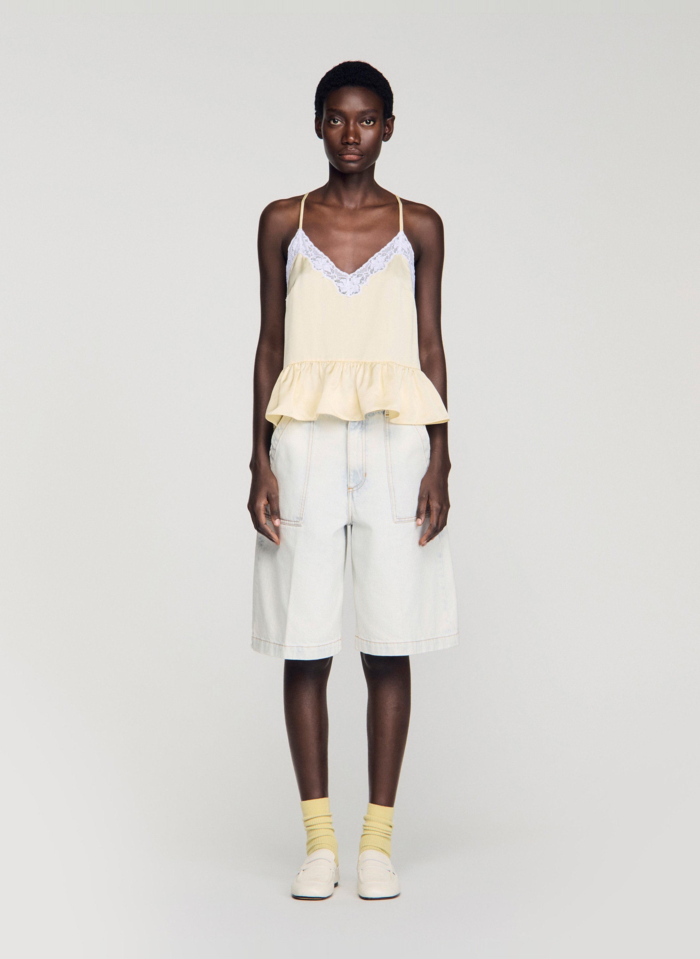 Caraco droit en satin SANDRO Jaune