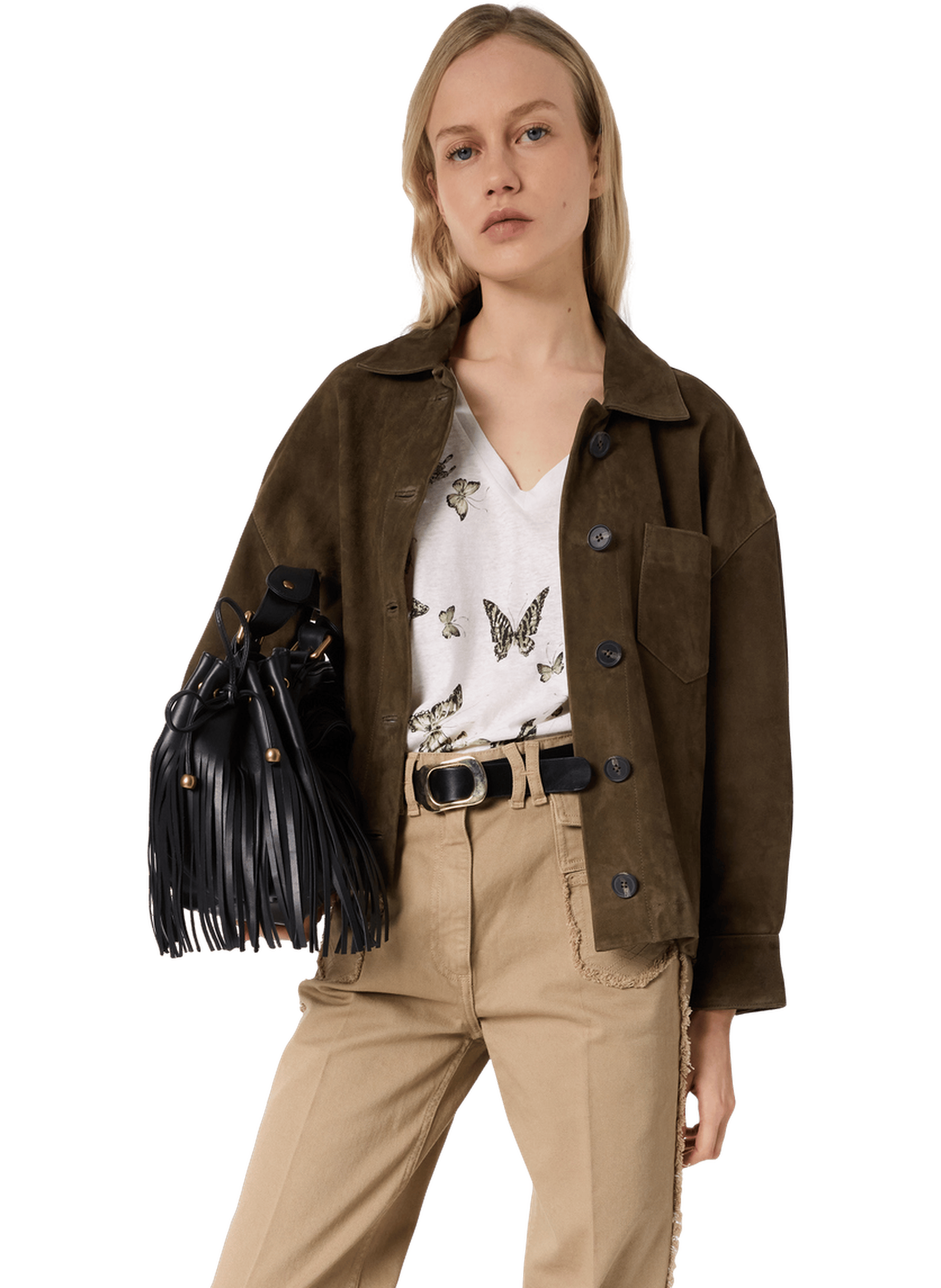 T-shirt papillons en lin et coton - MAKEDA GERARD DAREL Vert