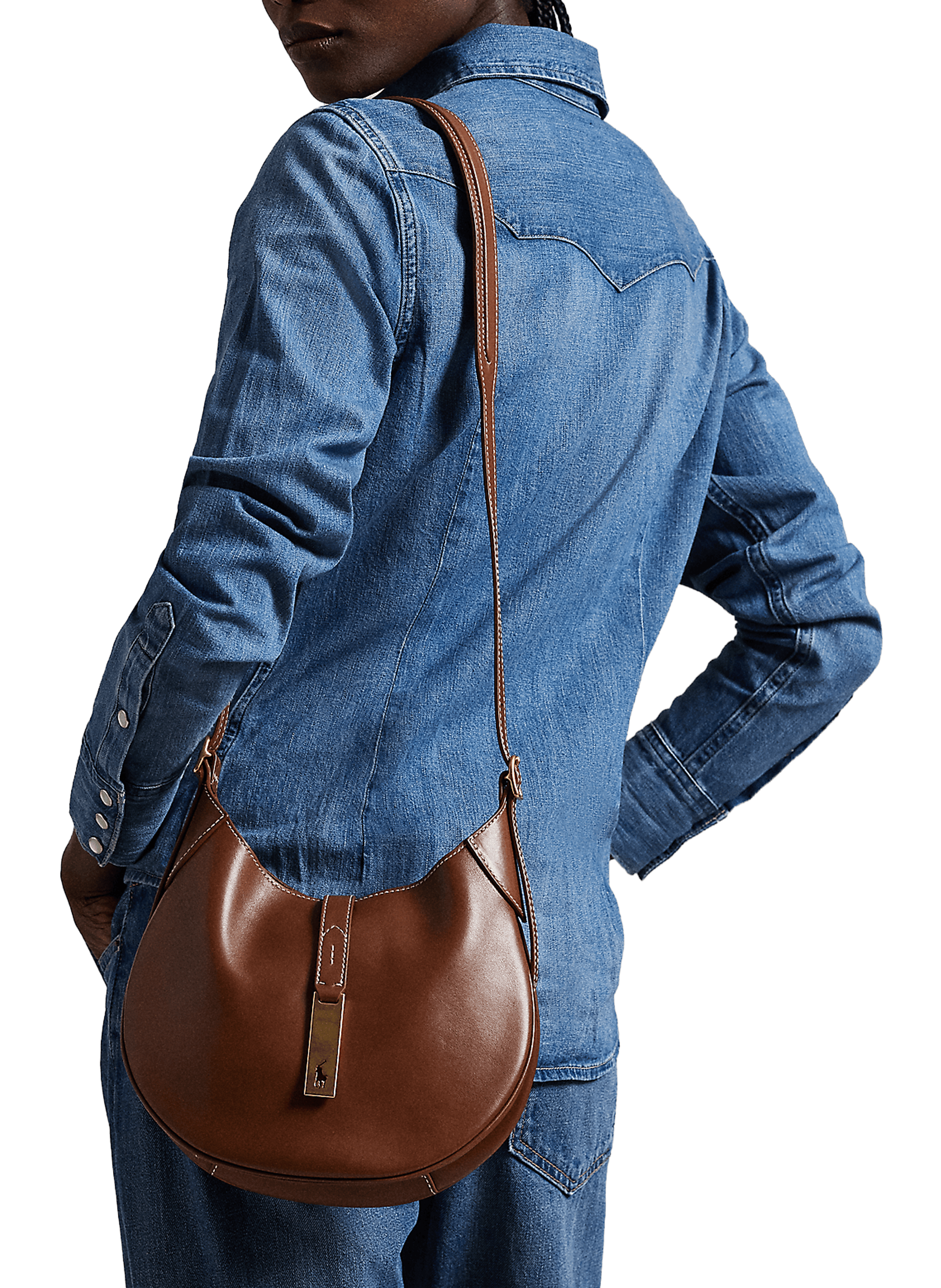Lederhandtasche POLO RALPH LAUREN Braun