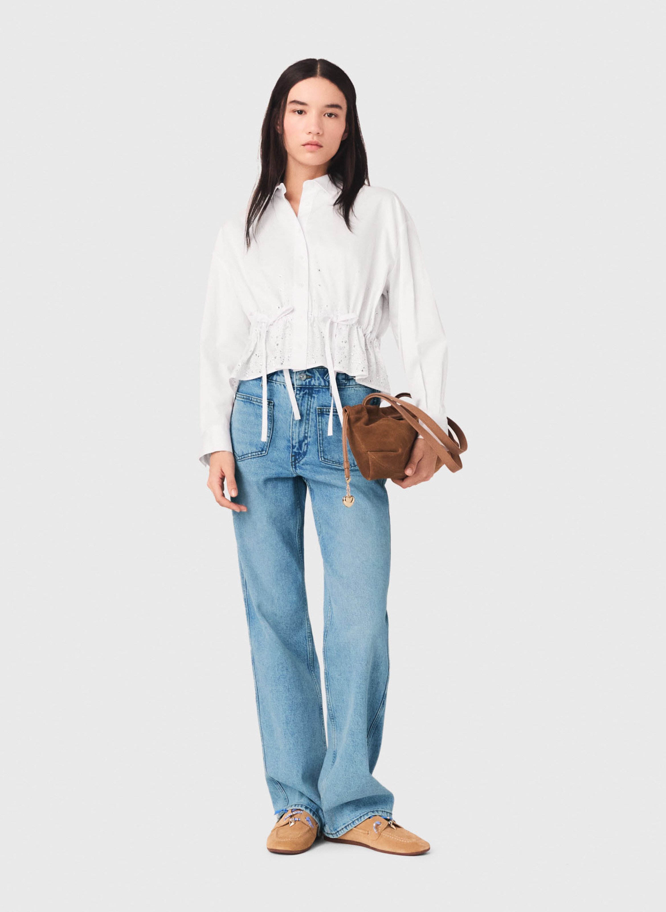 Jean droit en coton mélangé MAJE Bleu