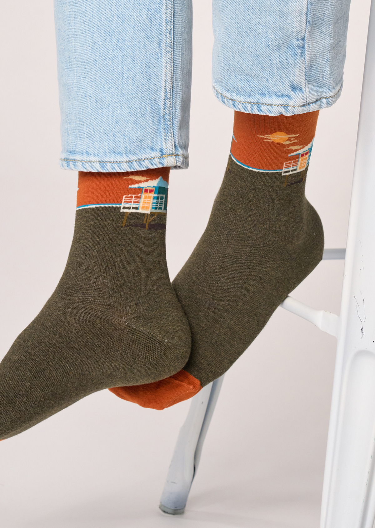 Chaussettes en coton peigné à motifs BILLYBELT Kaki
