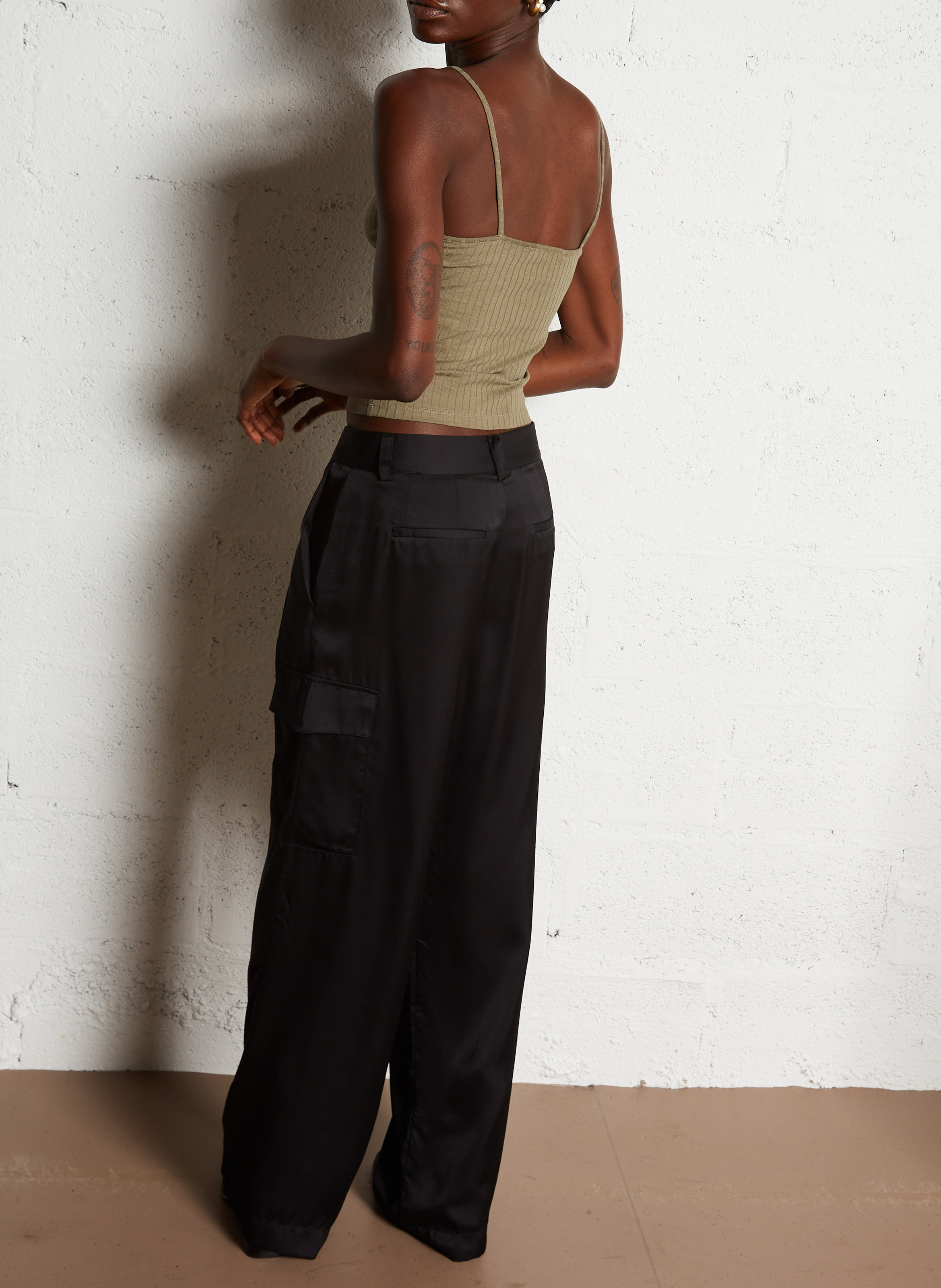 Pantalon large taille haute cary BA&SH Noir