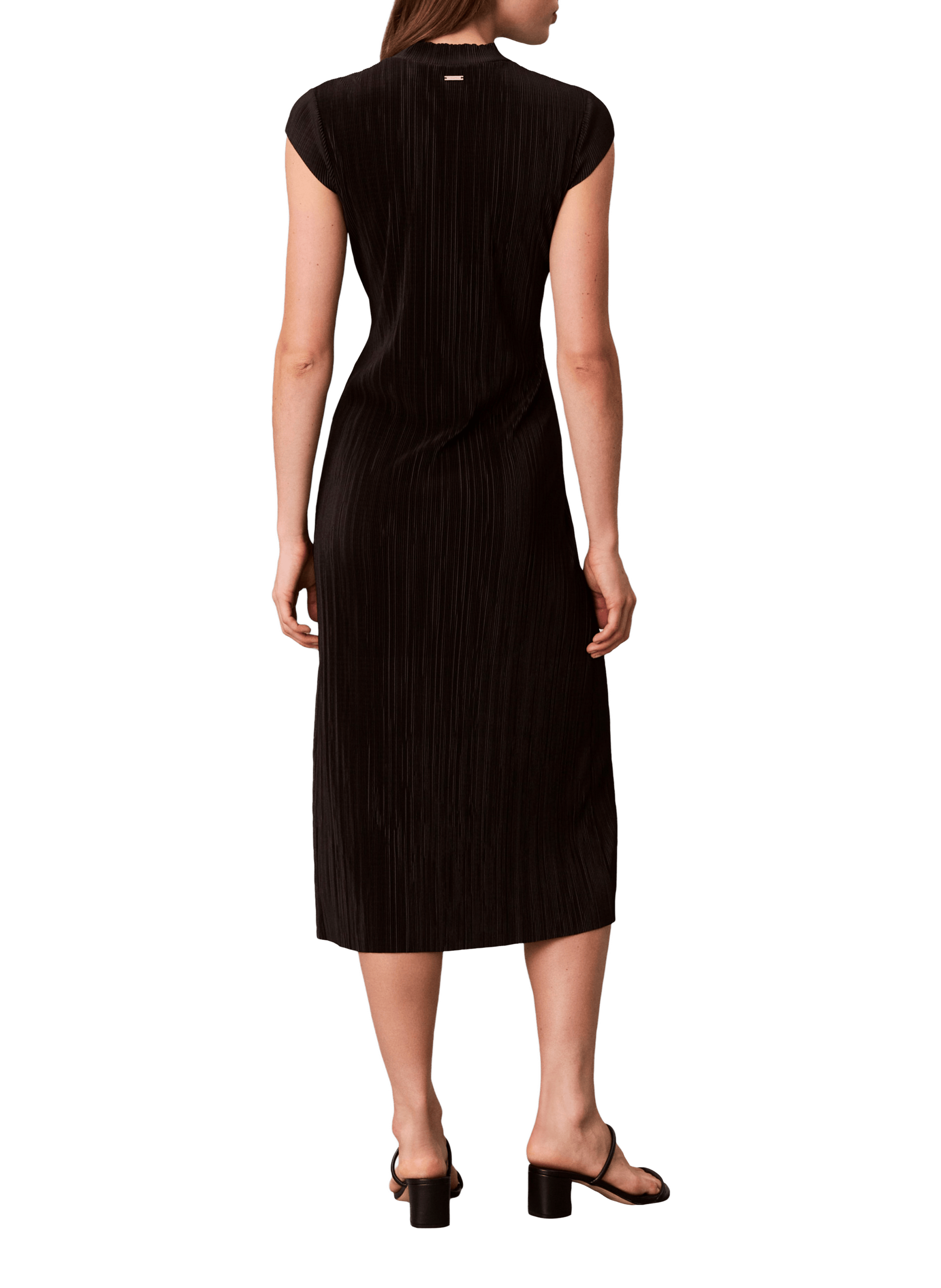 Robe midi manches courtes plissée  CALVIN KLEIN Noir