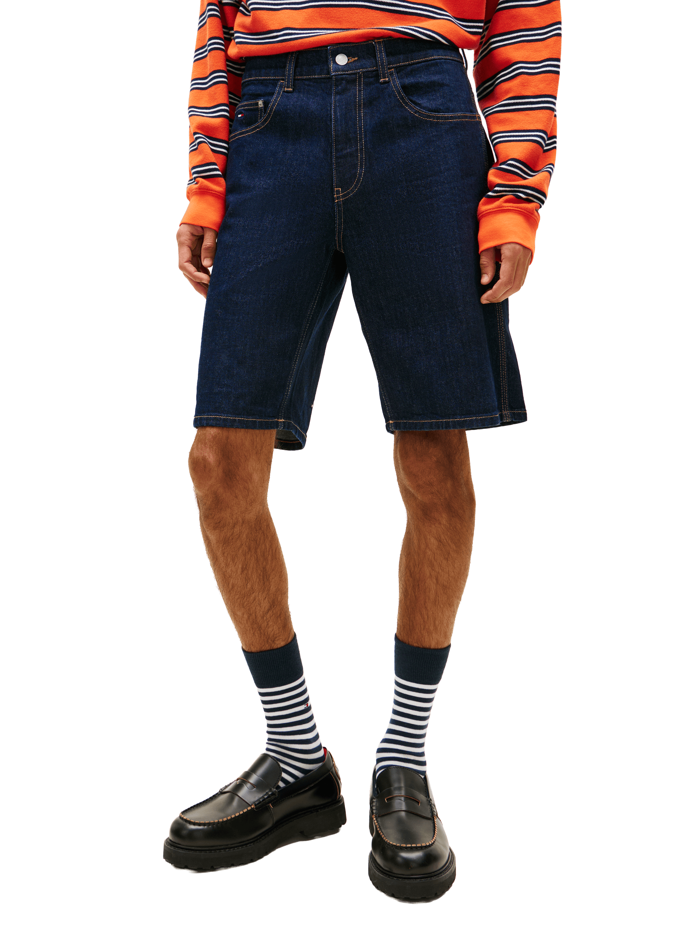 Straight cotton denim Bermuda shorts TOMMY HILFIGER Blue