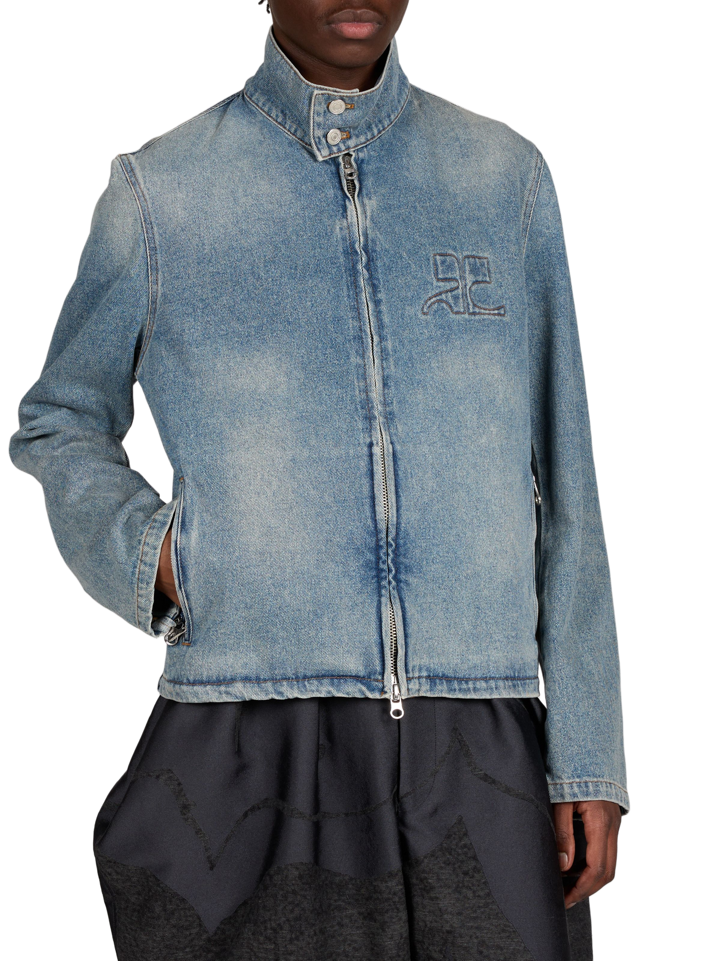 Veste City Shadow à logo en denim de coton COURRÈGES Bleu