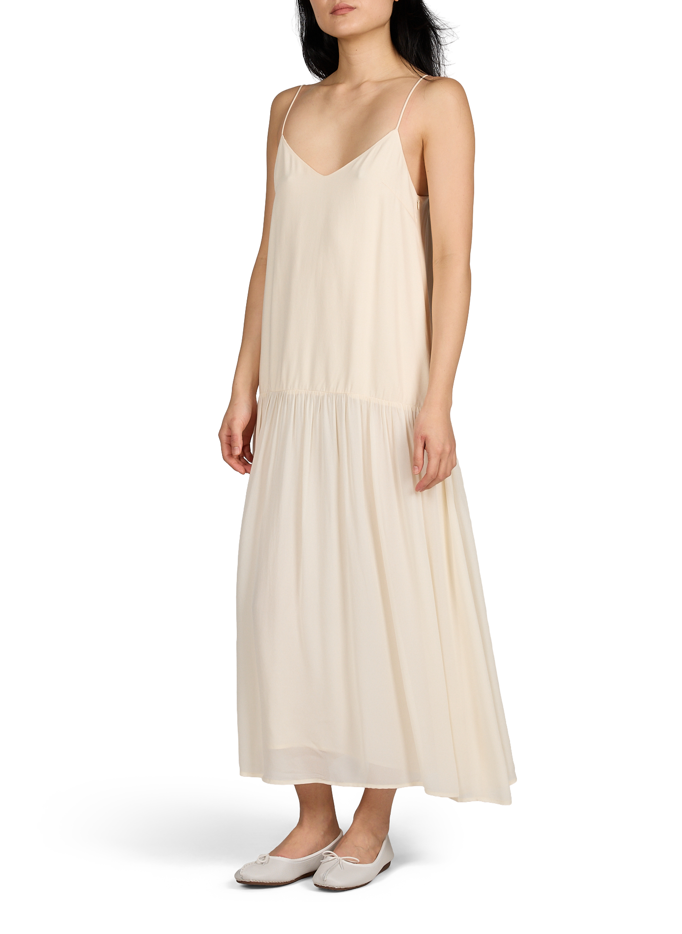 Robe longue col V Carlotta SUNCOO Beige
