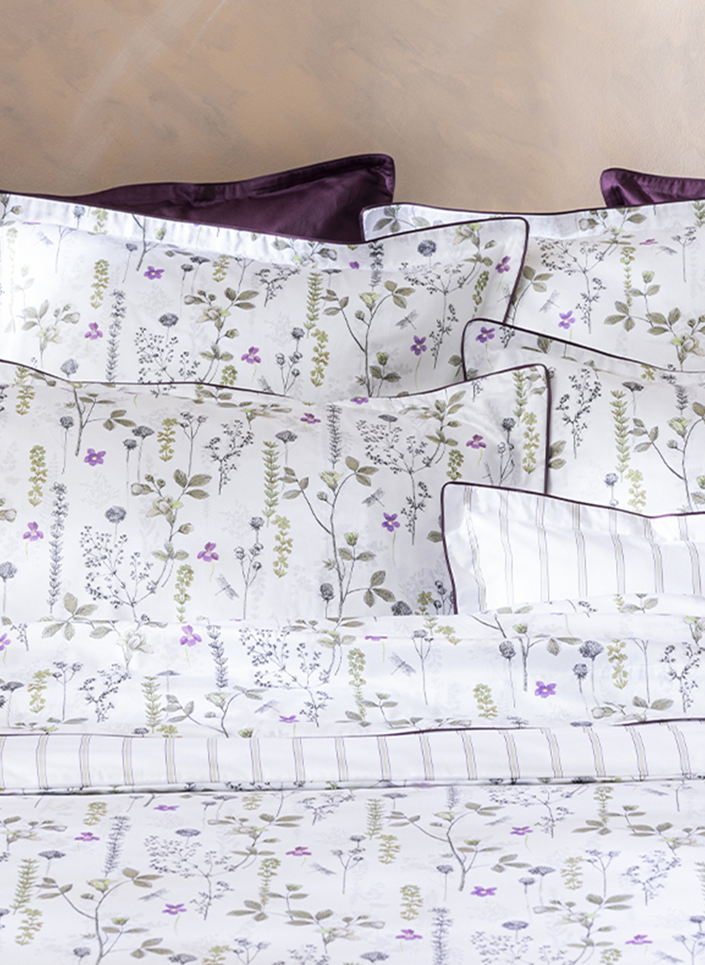 Taie d'oreiller imprimée en satin de coton bio, bucolique ALEXANDRE TURPAULT Blanc