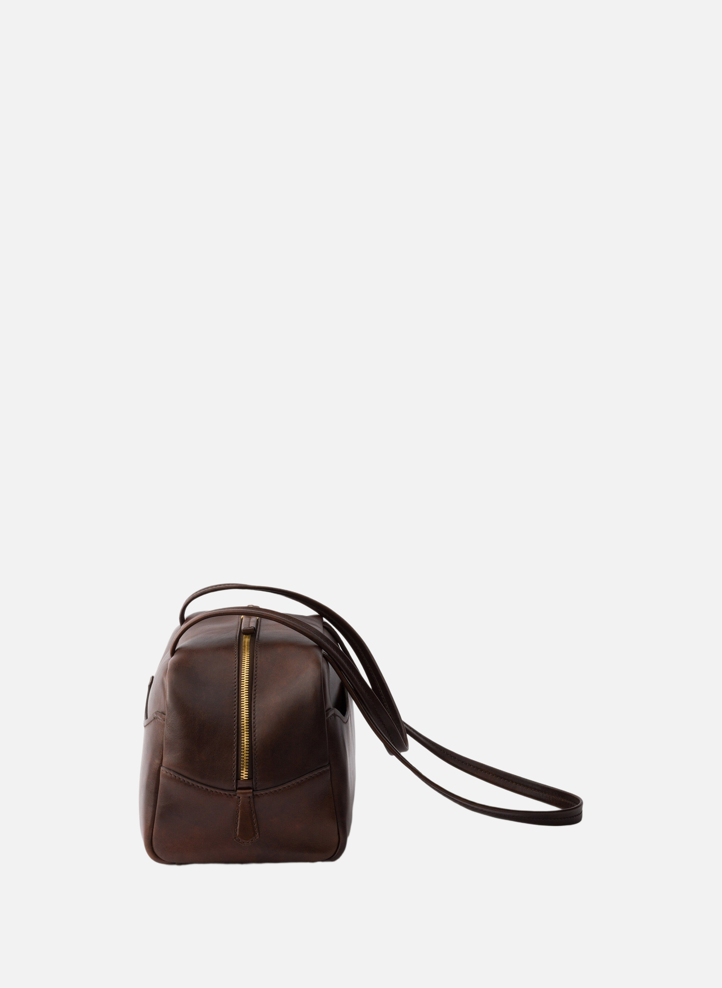 Sac à main prada carry en cuir vieilli PRADA Marron