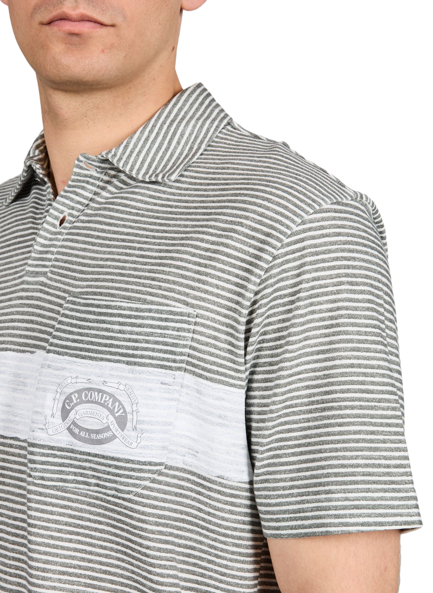 Short-sleeved logo-printed cotton polo CP COMPANY Grey