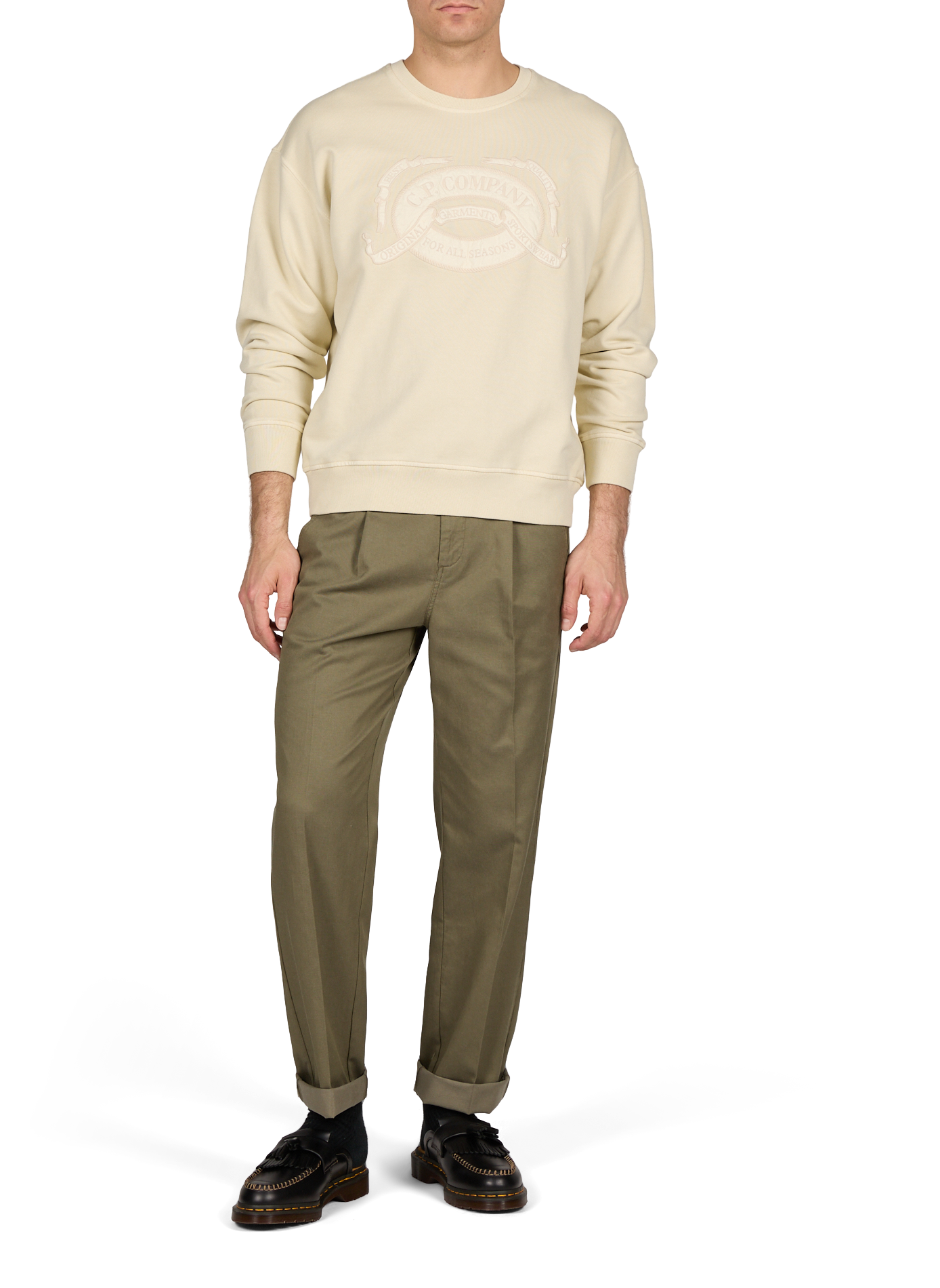 Straight cotton sweatshirt CP COMPANY Beige