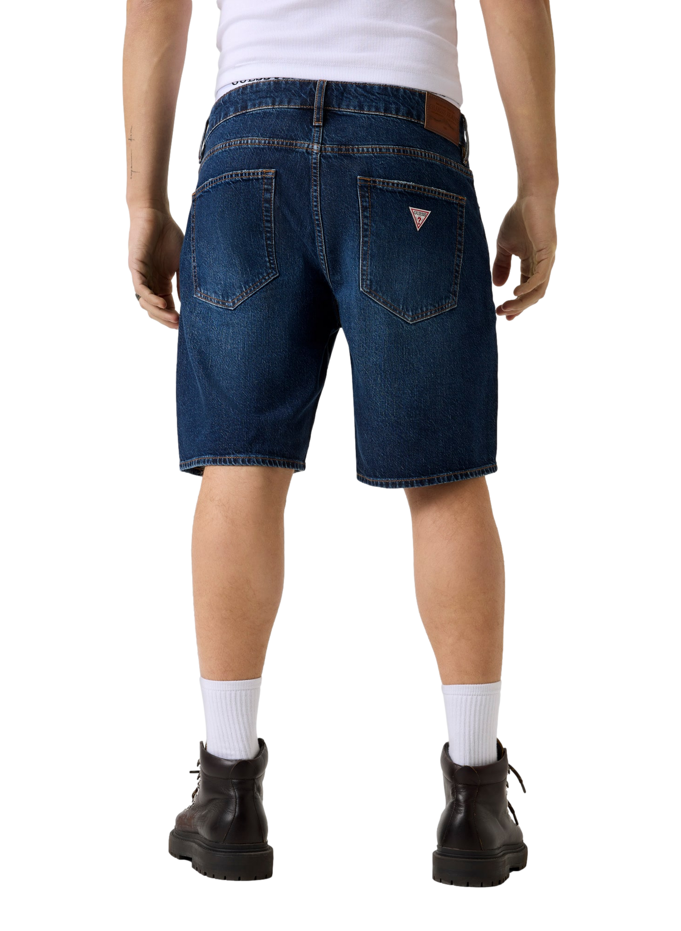 Denim cotton blend shorts GUESS Blue