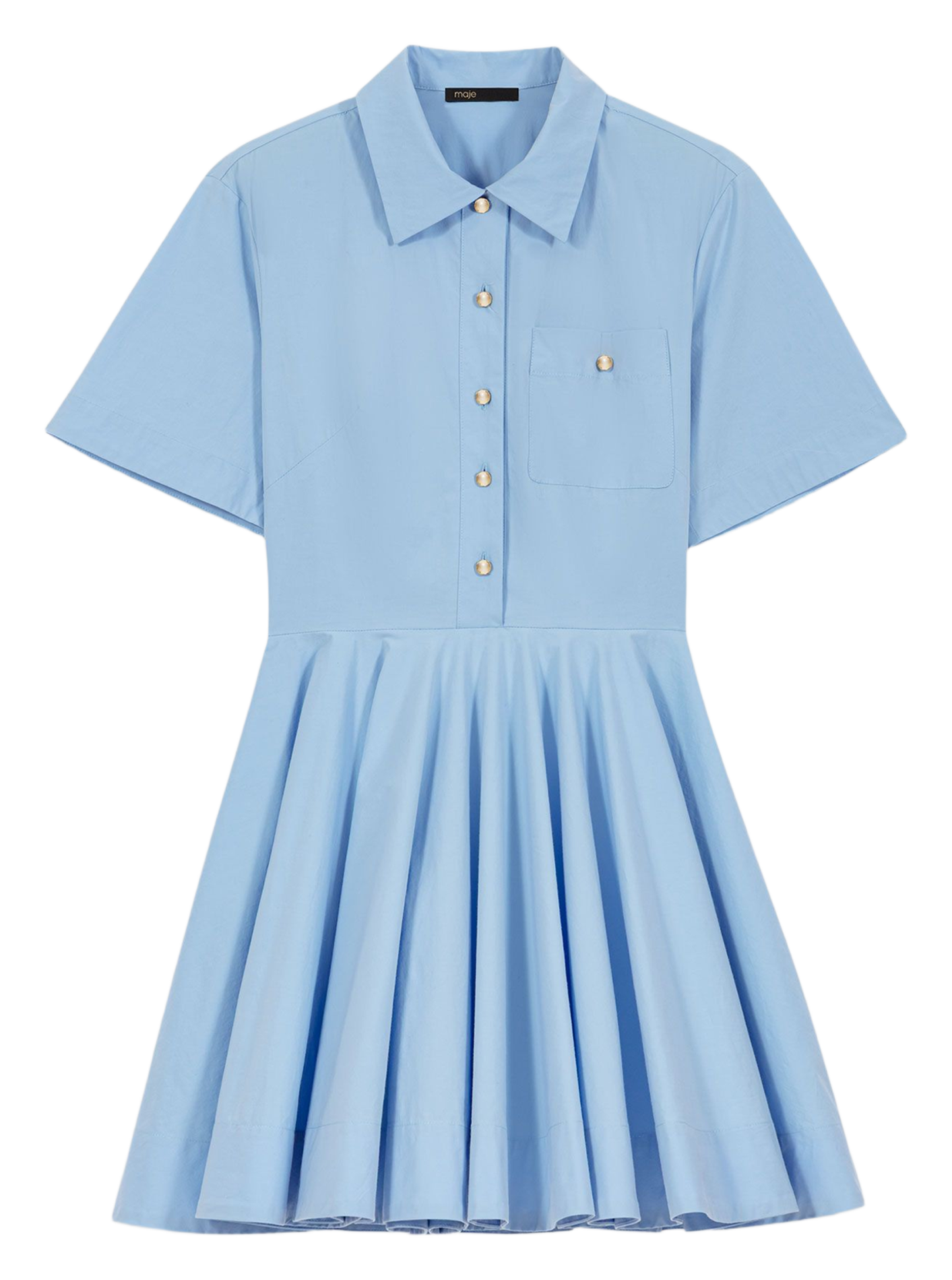 Robe courte évasée en coton mélangé Bleu