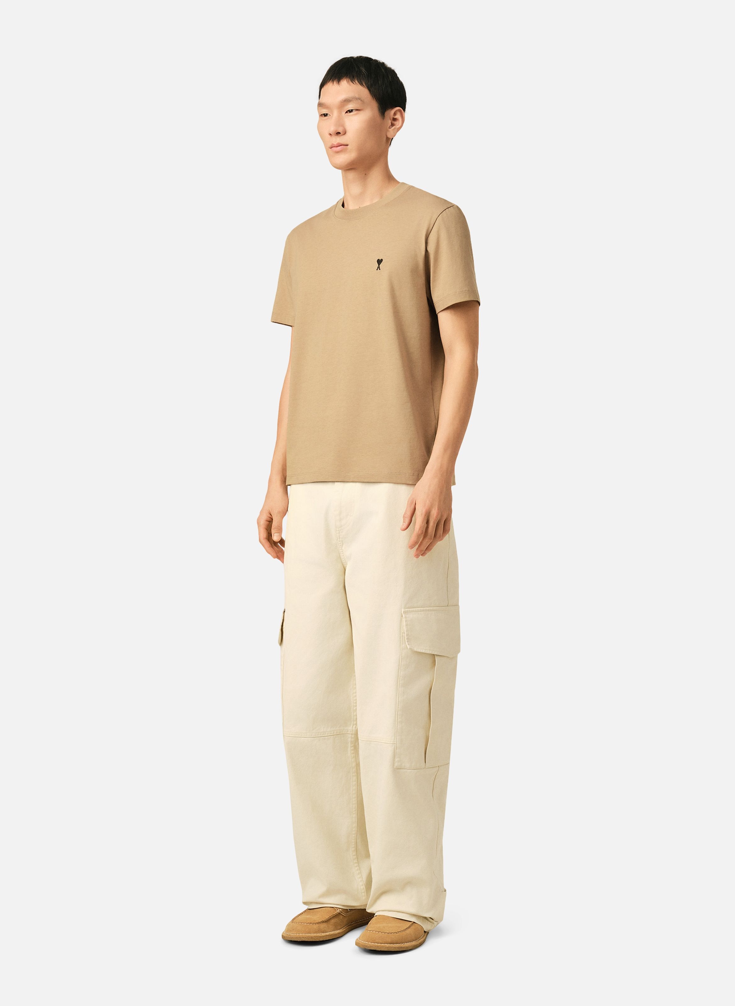 T-shirt ami de coeur en coton AMI PARIS Beige