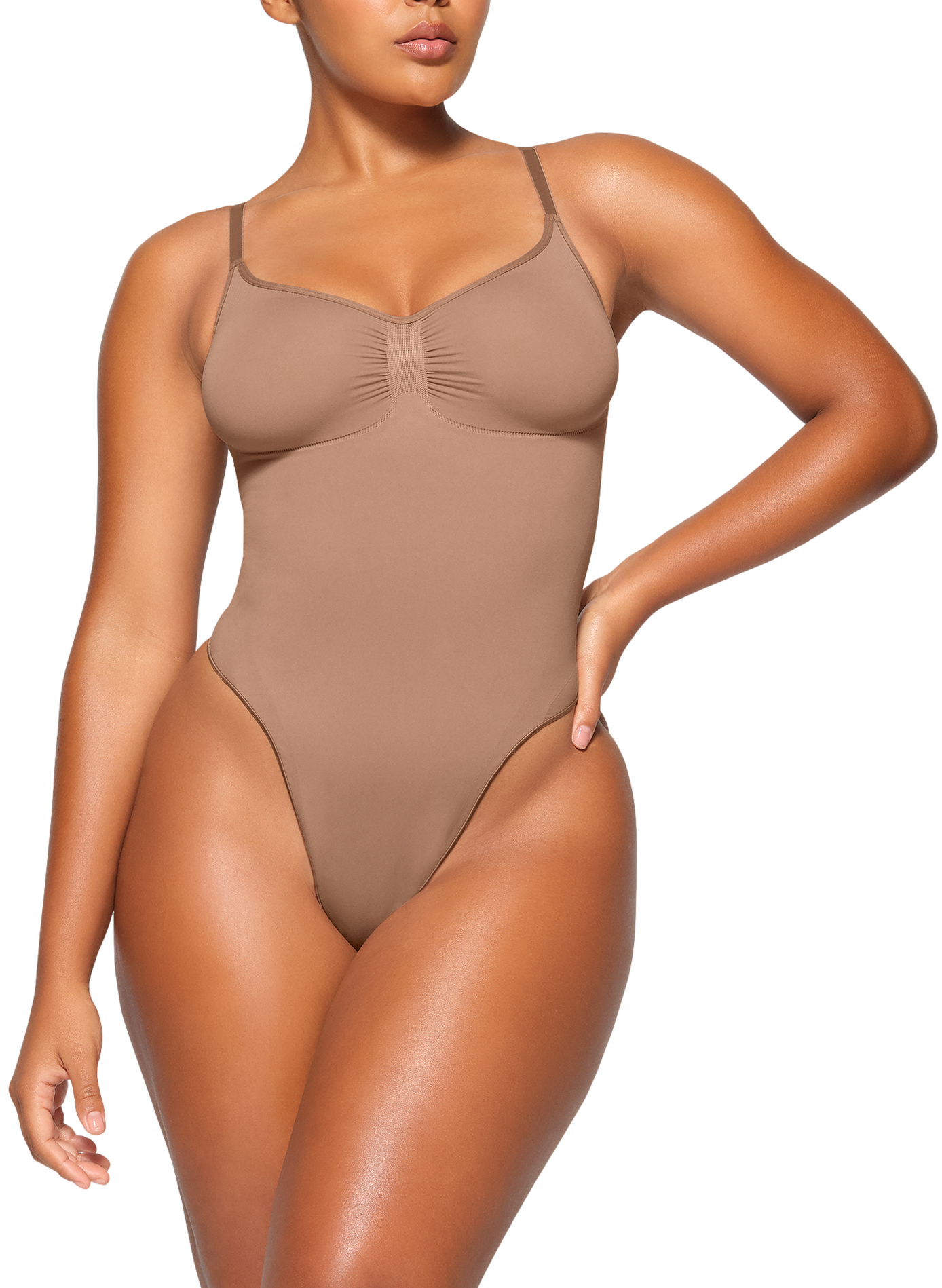 Adjustable strap solid bodysuit SKIMS Brown