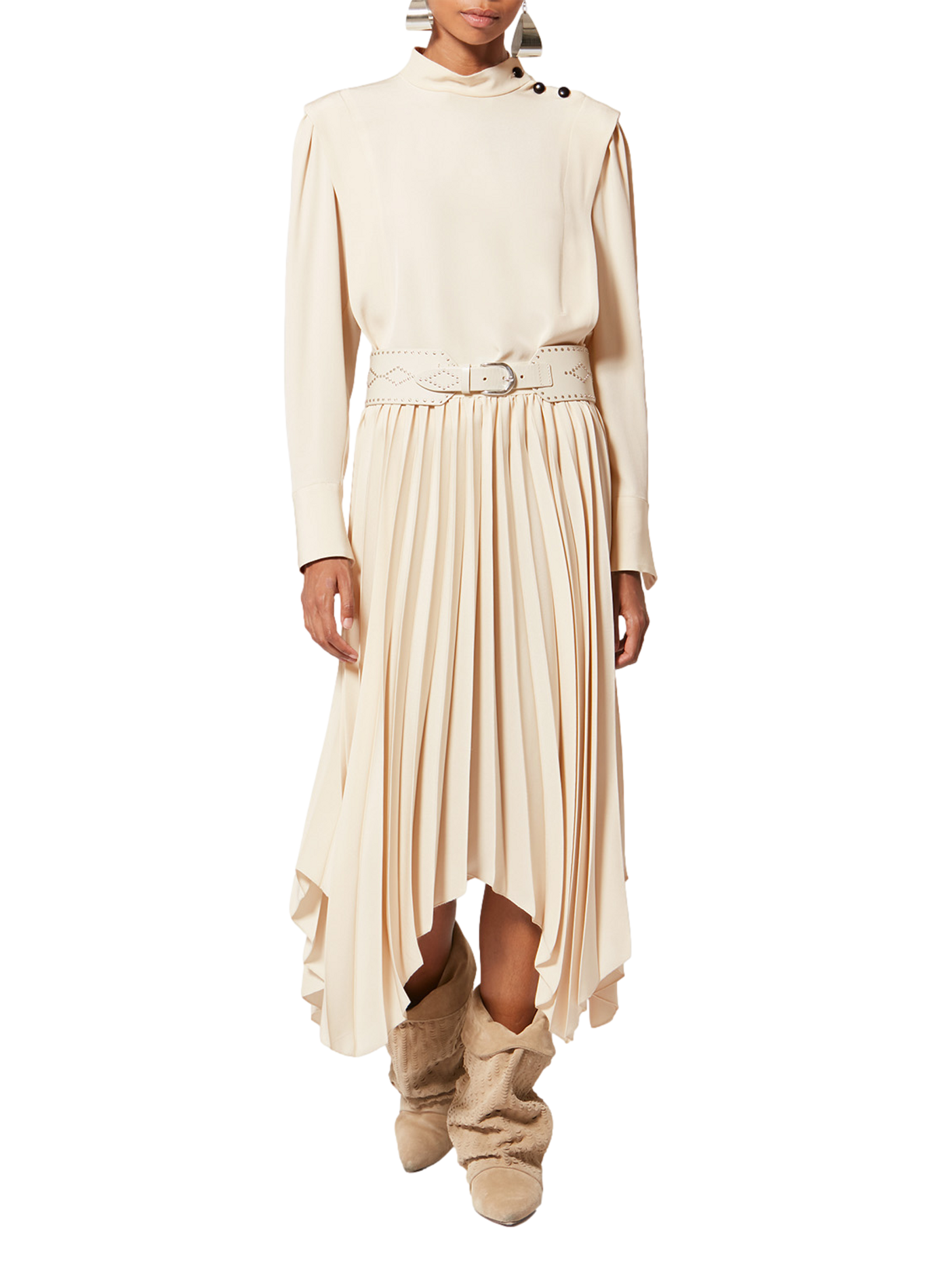 Pleated long skirt Felixa in flowing crepe ISABEL MARANT White