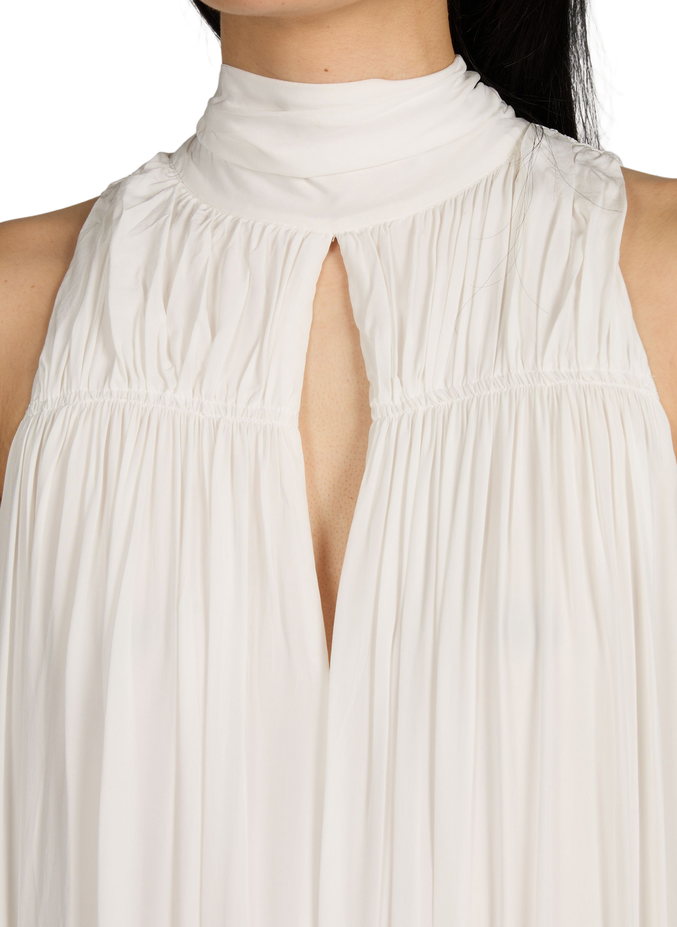 Short pleated ruffle dress ROTATE White