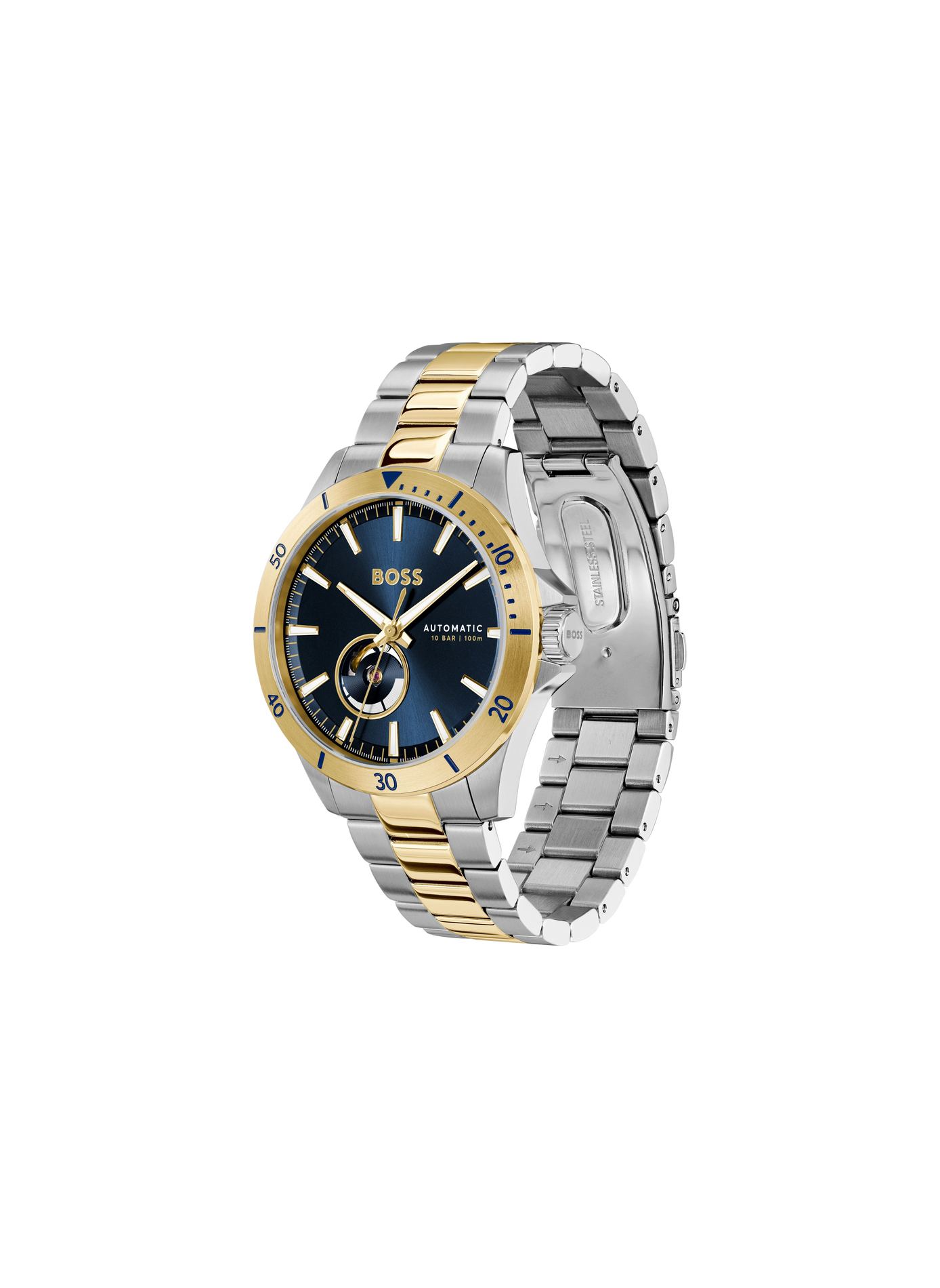Montre automatique Troper en acier inoxydable BOSS MONTRES Bleu