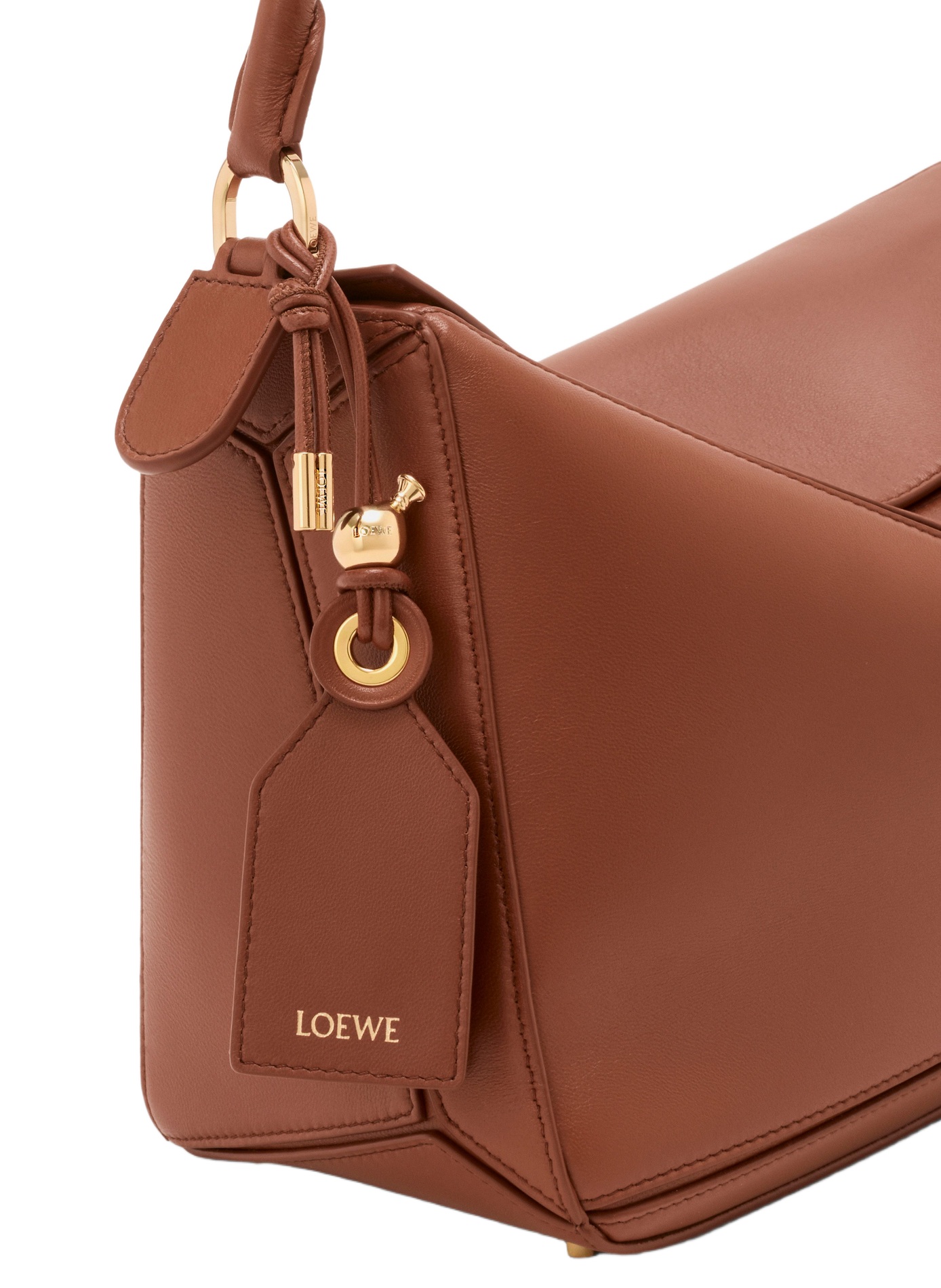 Medium Featherlight Puzzle Bag in Nappa Lambskin Leather LOEWE Brown