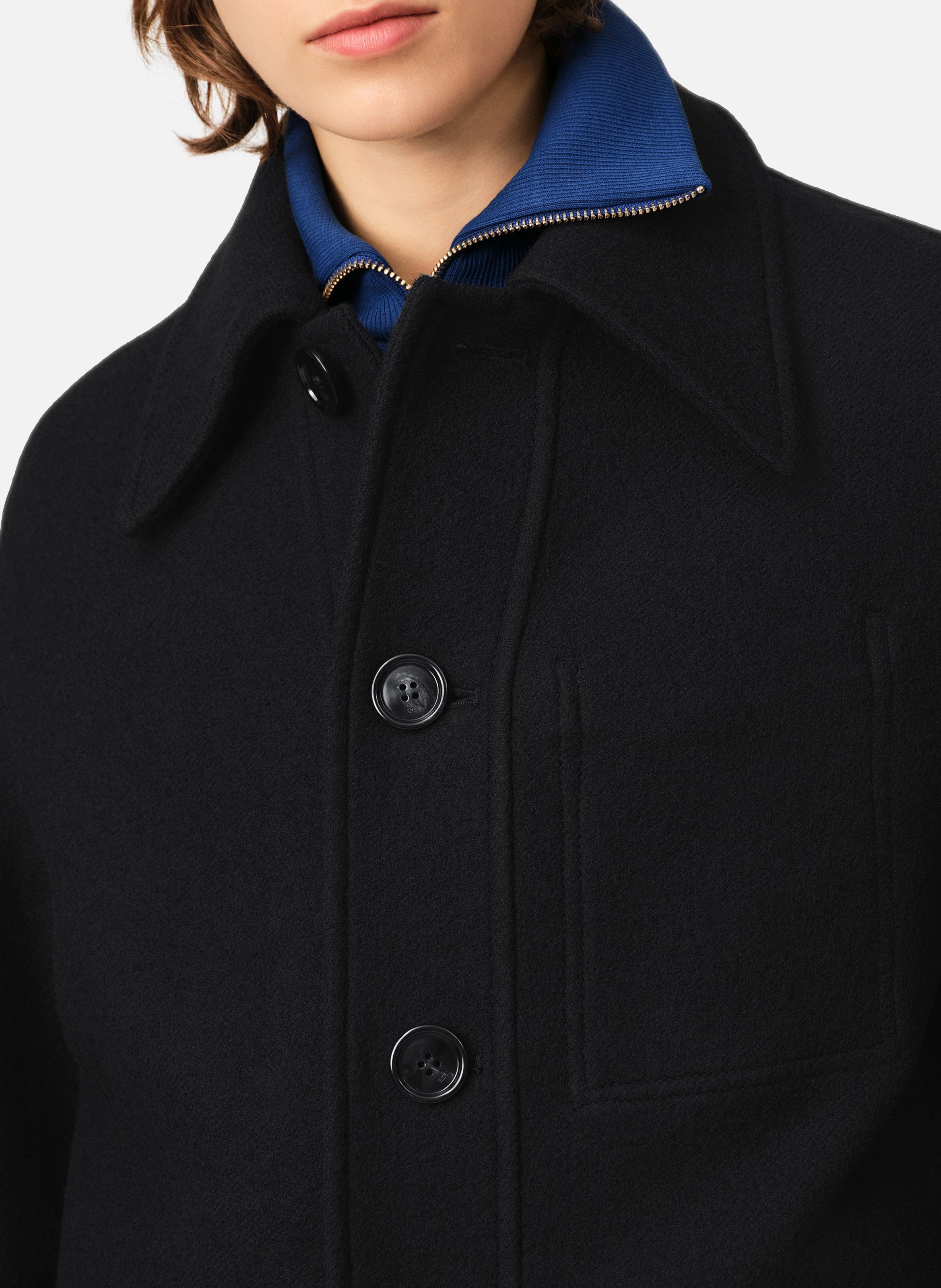 Veste boutonnée unisexe en laine AMI PARIS Noir