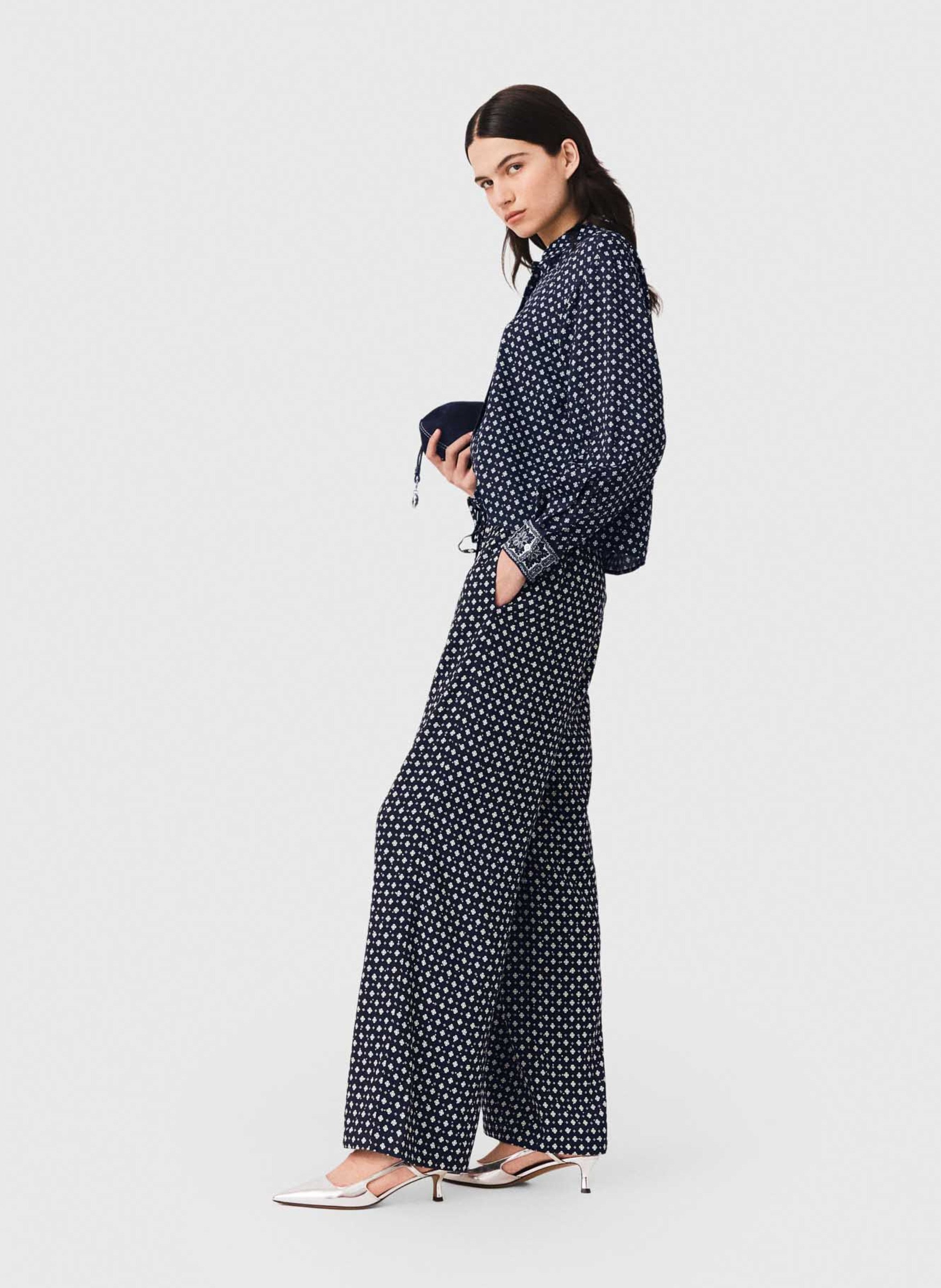 Pantalon large à pois MAJE Bleu