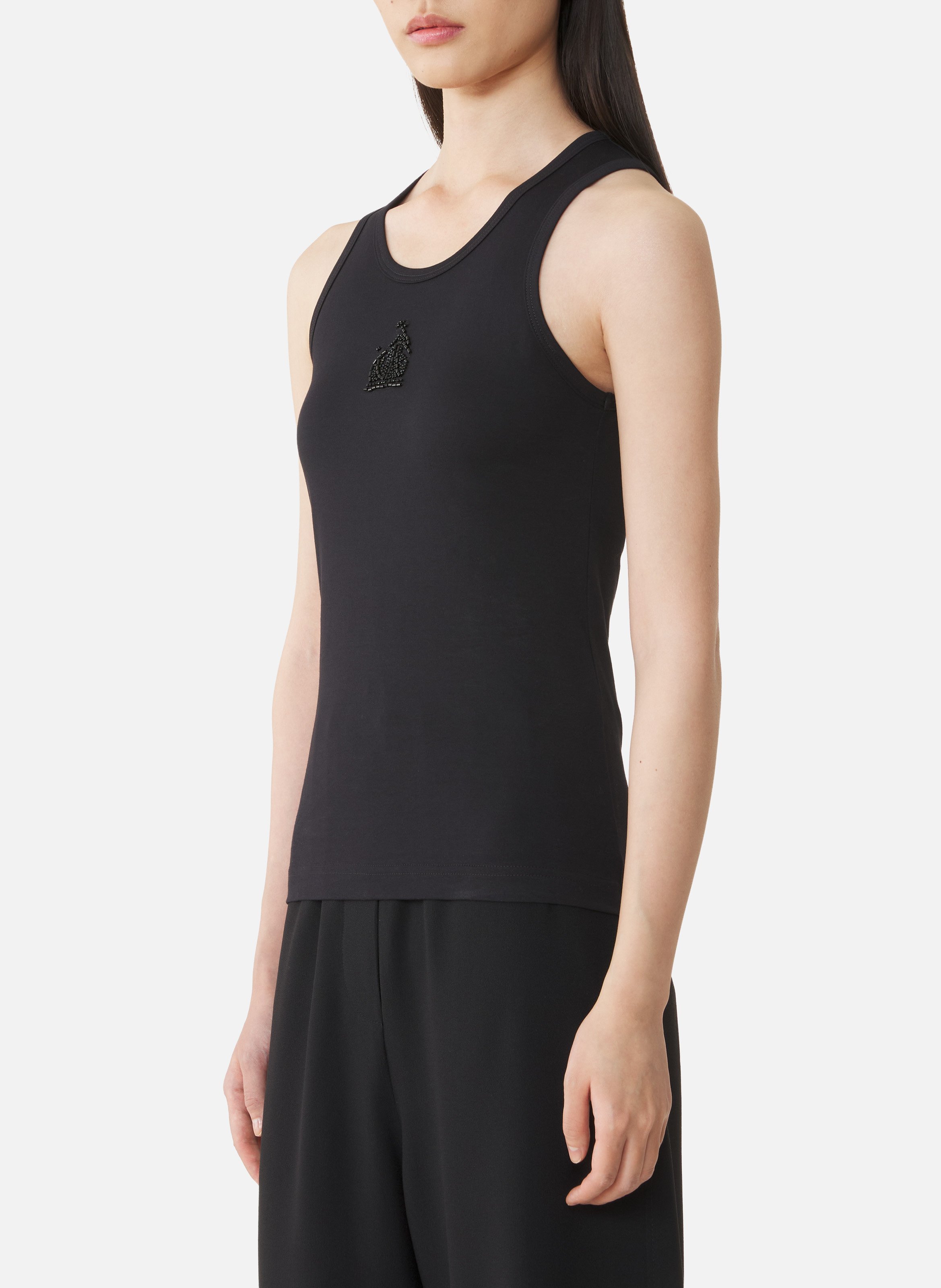 Débardeur brodé la mère et l'enfant en jersey LANVIN Noir