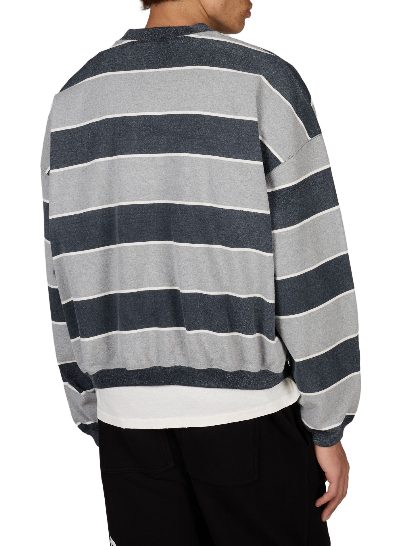 Round neck striped buttoned sweatshirt REPRESENT Black