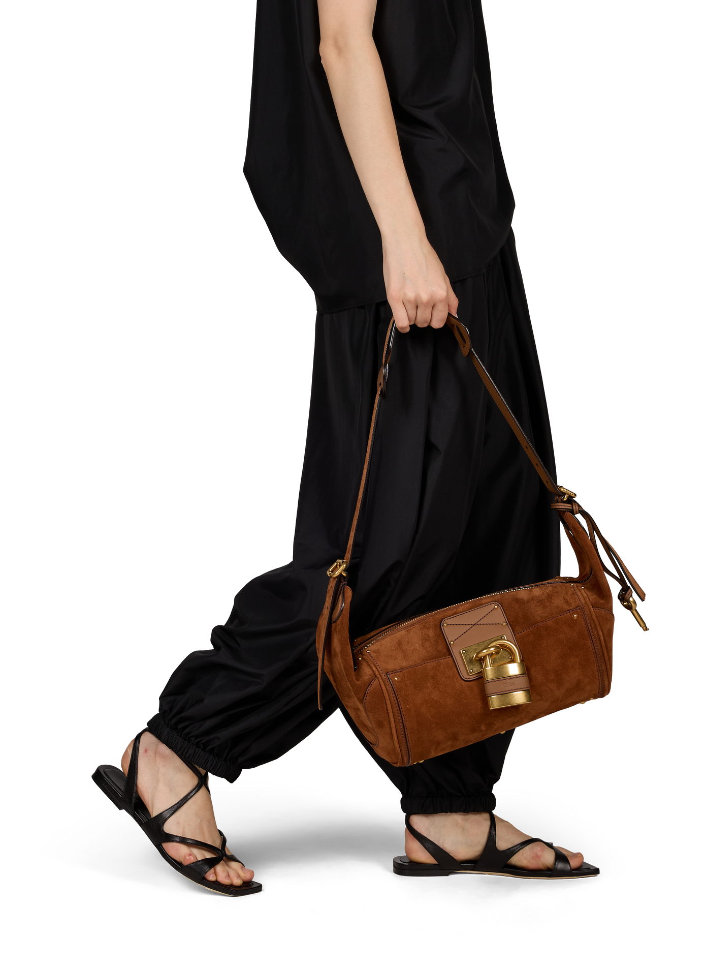 Bolso de mano Paddington de cuero de gamuza CHLOÉ Marrón