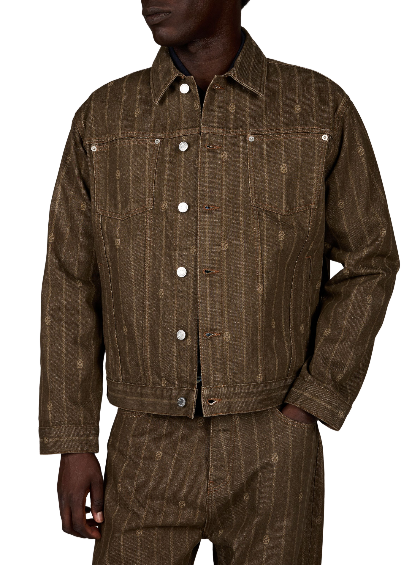 Veste denim Monogramme en coton DROLE DE MONSIEUR Marron