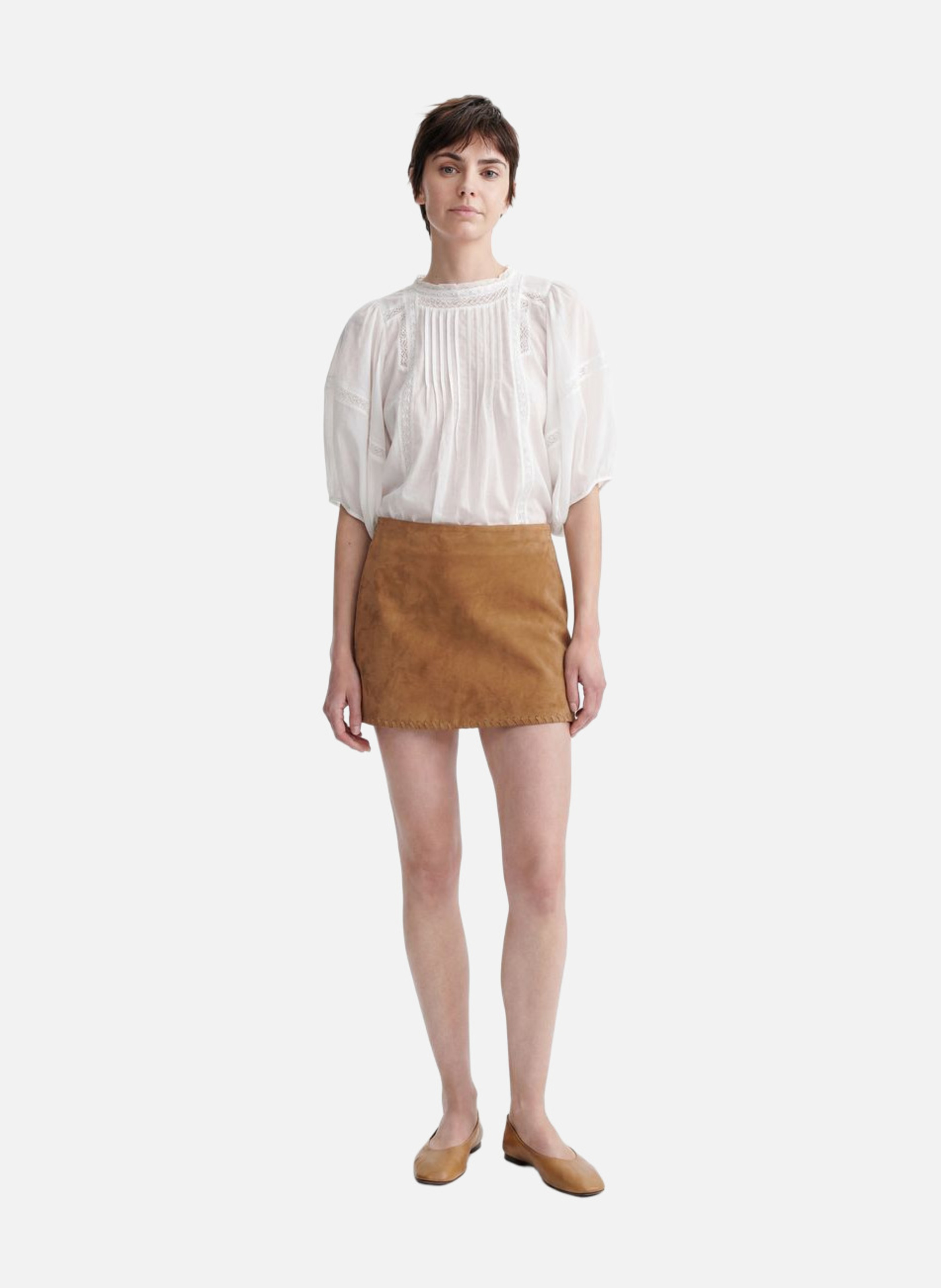 Jupe courte en daim tolmia VANESSA BRUNO Marron