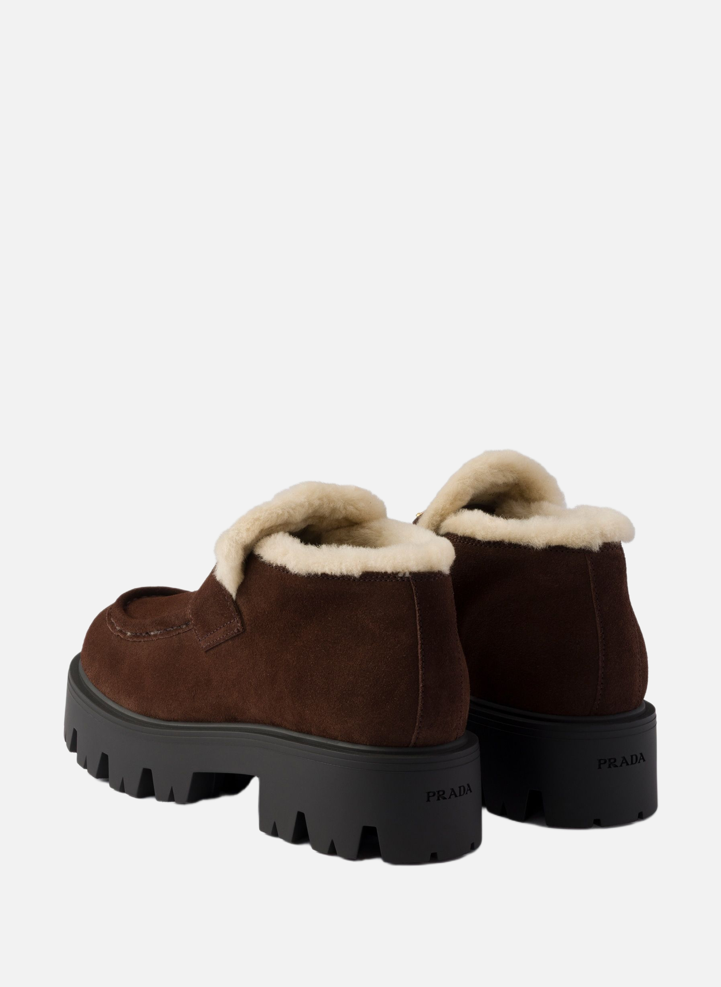 Mocassins en veau velours PRADA Marron