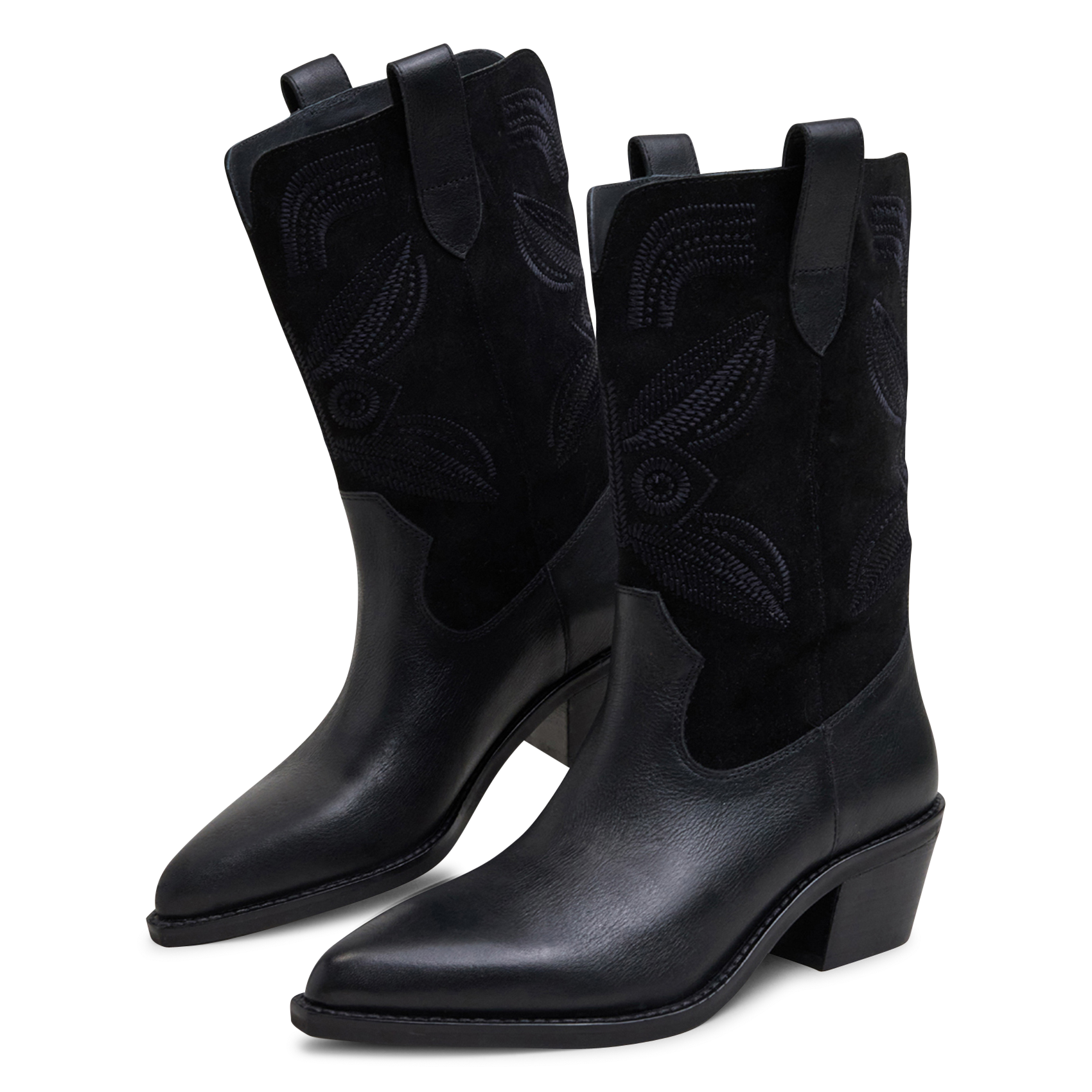 Bottes à bouts pointus et surpiqures en cuir tatiana JONAK Noir
