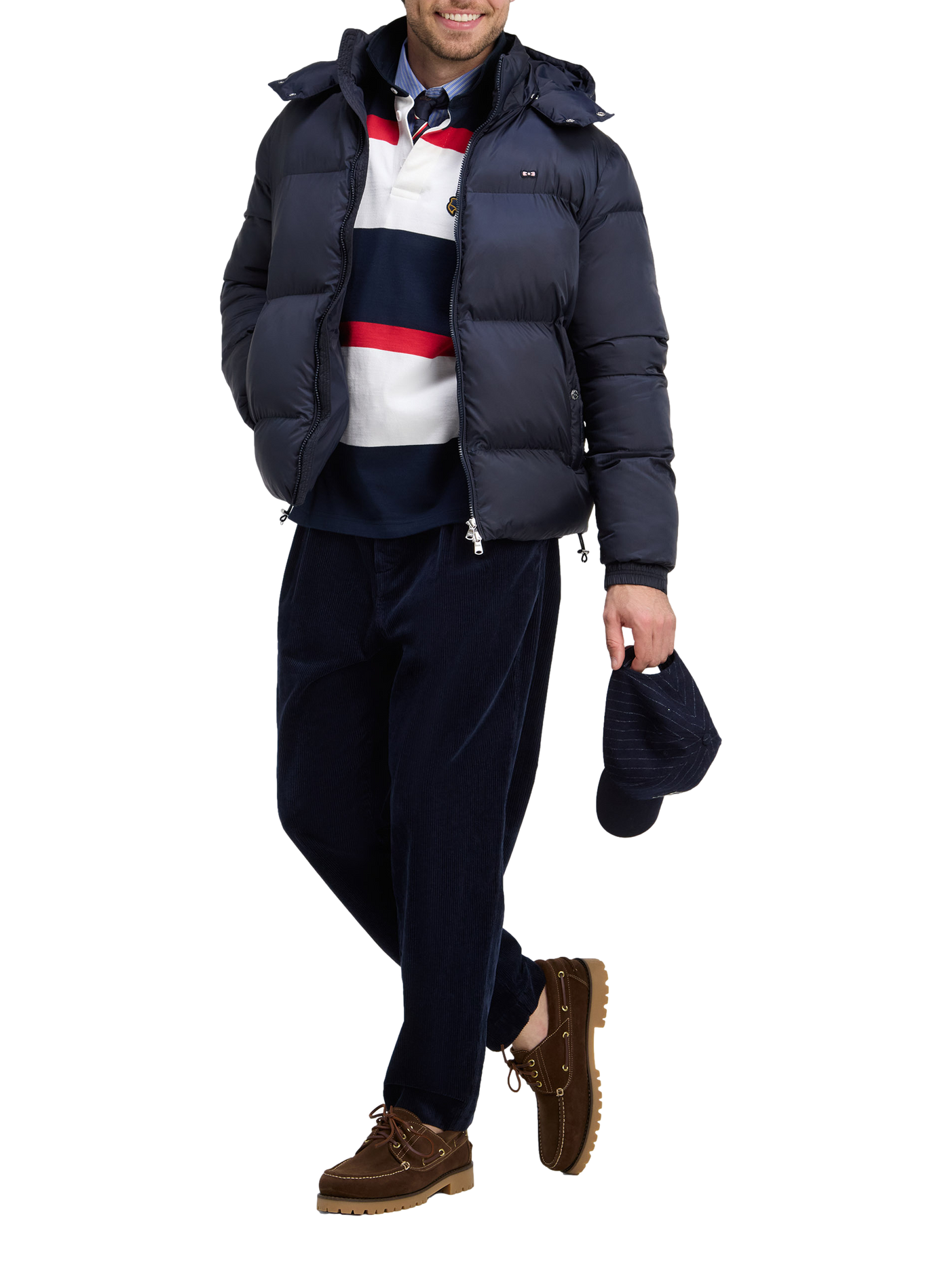 Straight down jacket with removable hood EDEN PARK Blue