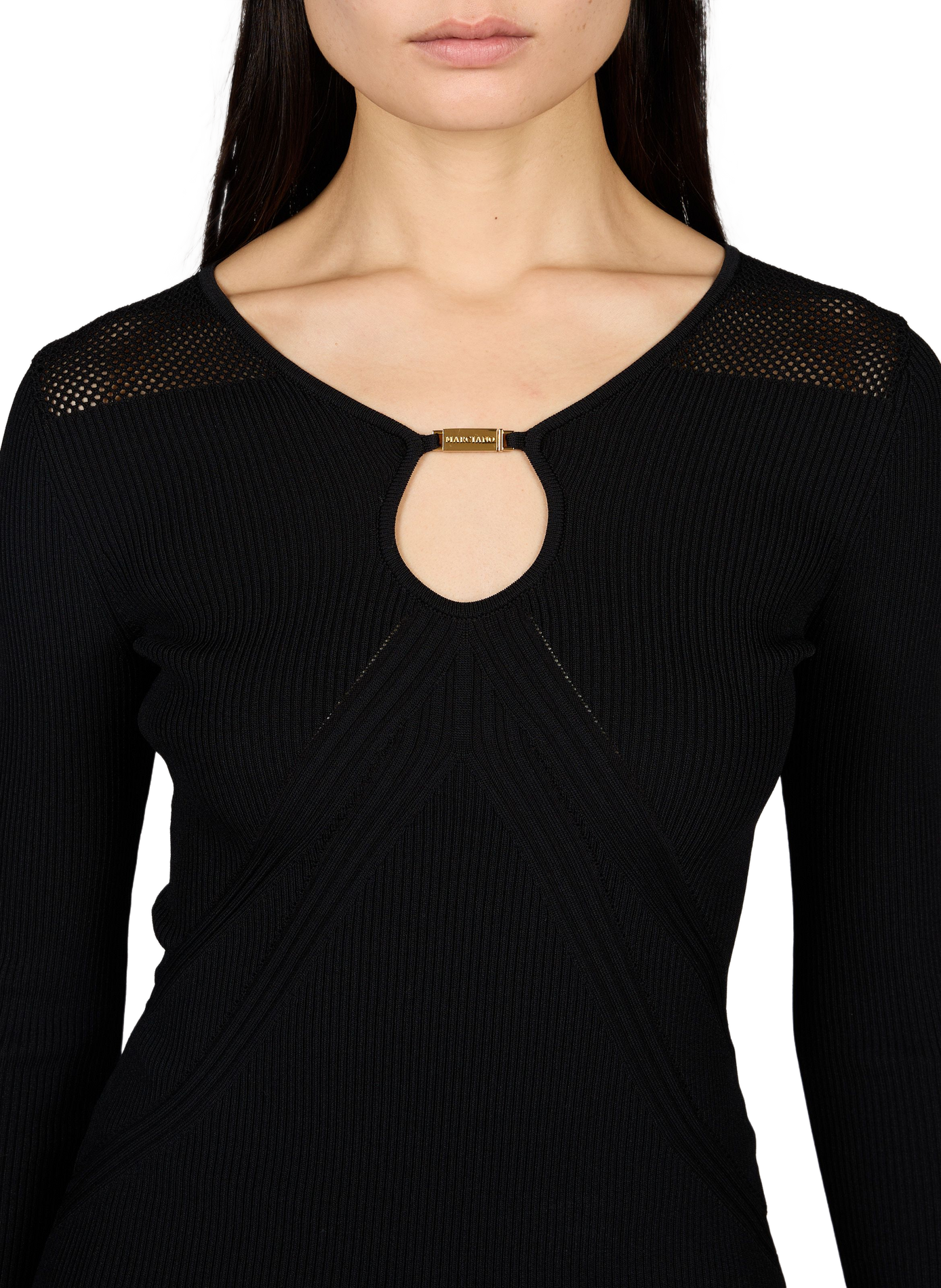 Effen getailleerde top met V-hals Jamila | Zwart GUESS Dames