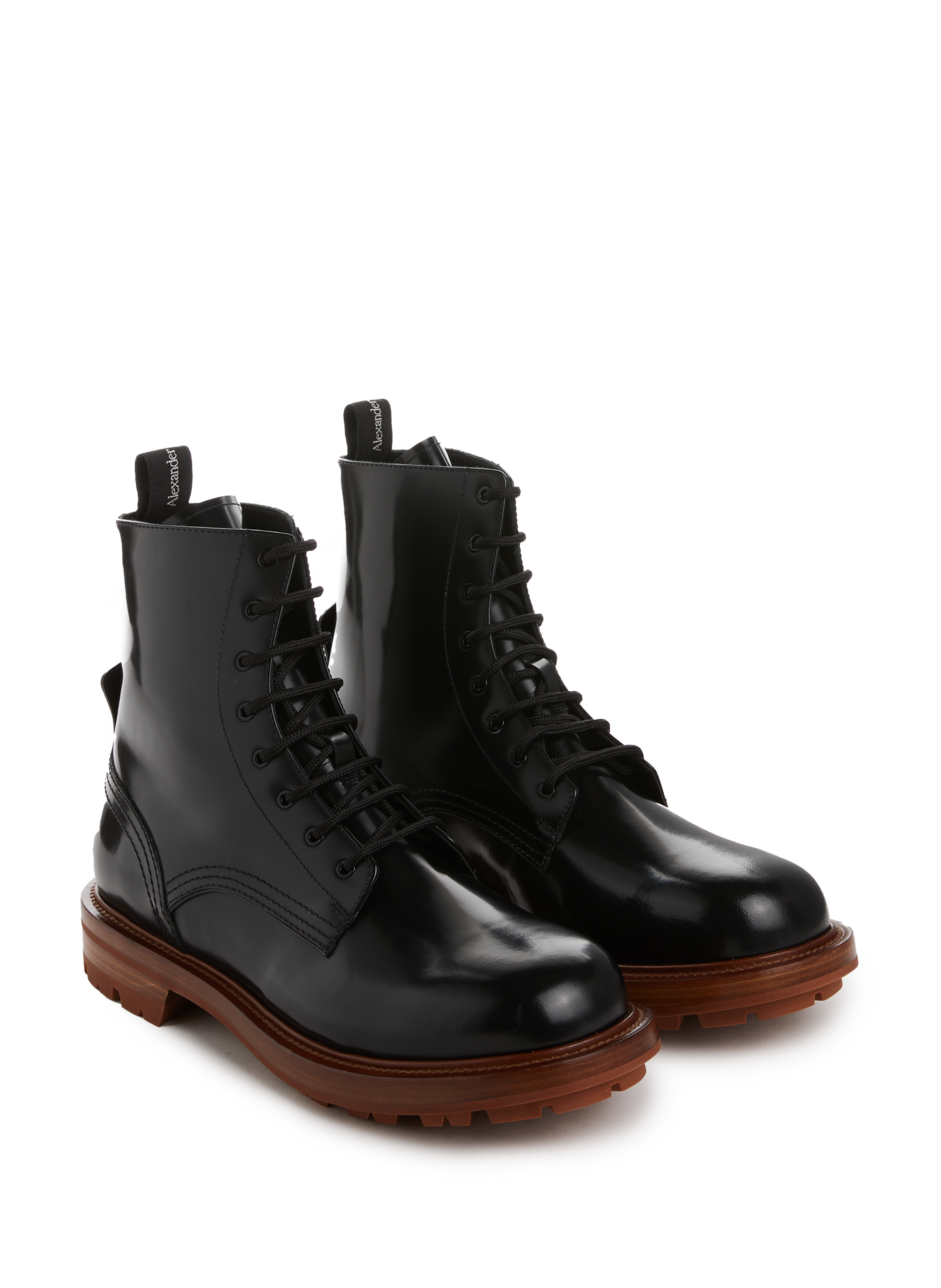 Bottines en cuir brillant