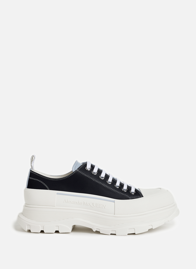 ALEXANDER MCQUEEN Two-Tone Tread Slick Leather Lace-Up Shoes