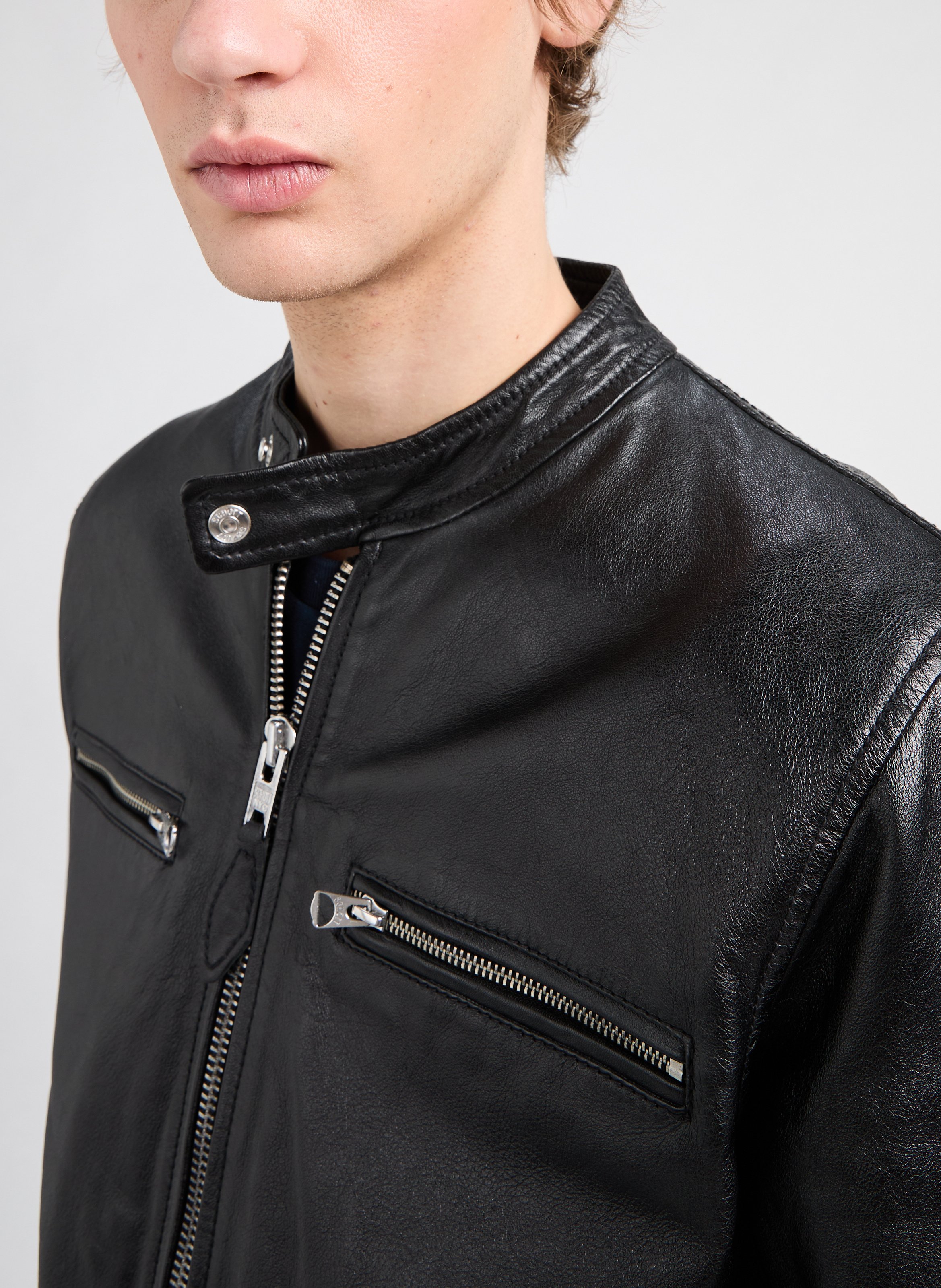 Veste en cuir Newport SCHOTT Noir