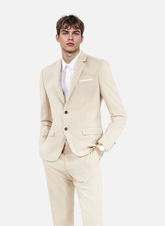 Veste de costume en laine coupe ajustée Beige by THE KOOPLES THE KOOPLES Veste de costume en laine coupe ajustée Beige