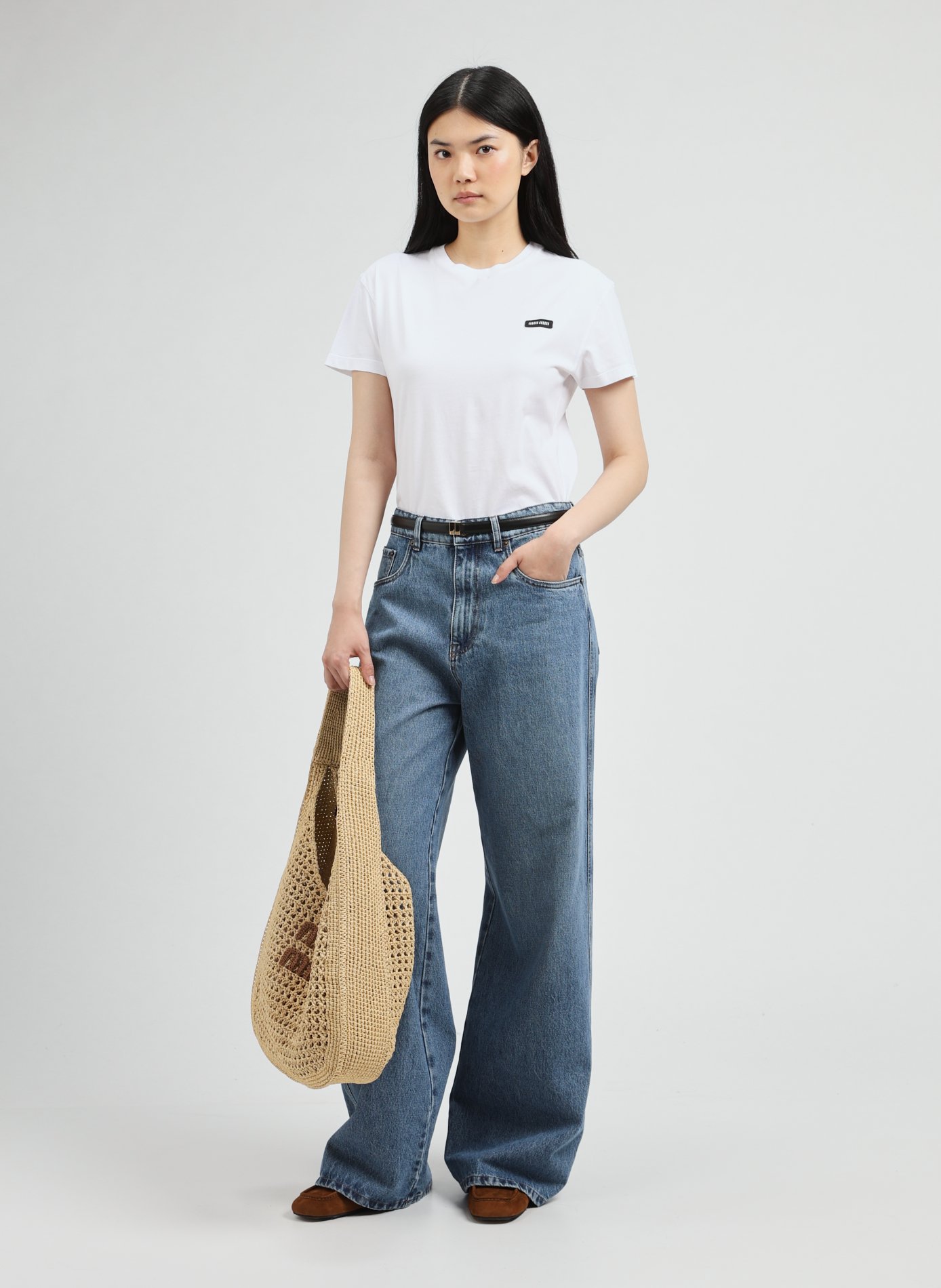 Sac cabas en raphia MIU MIU Multicolore