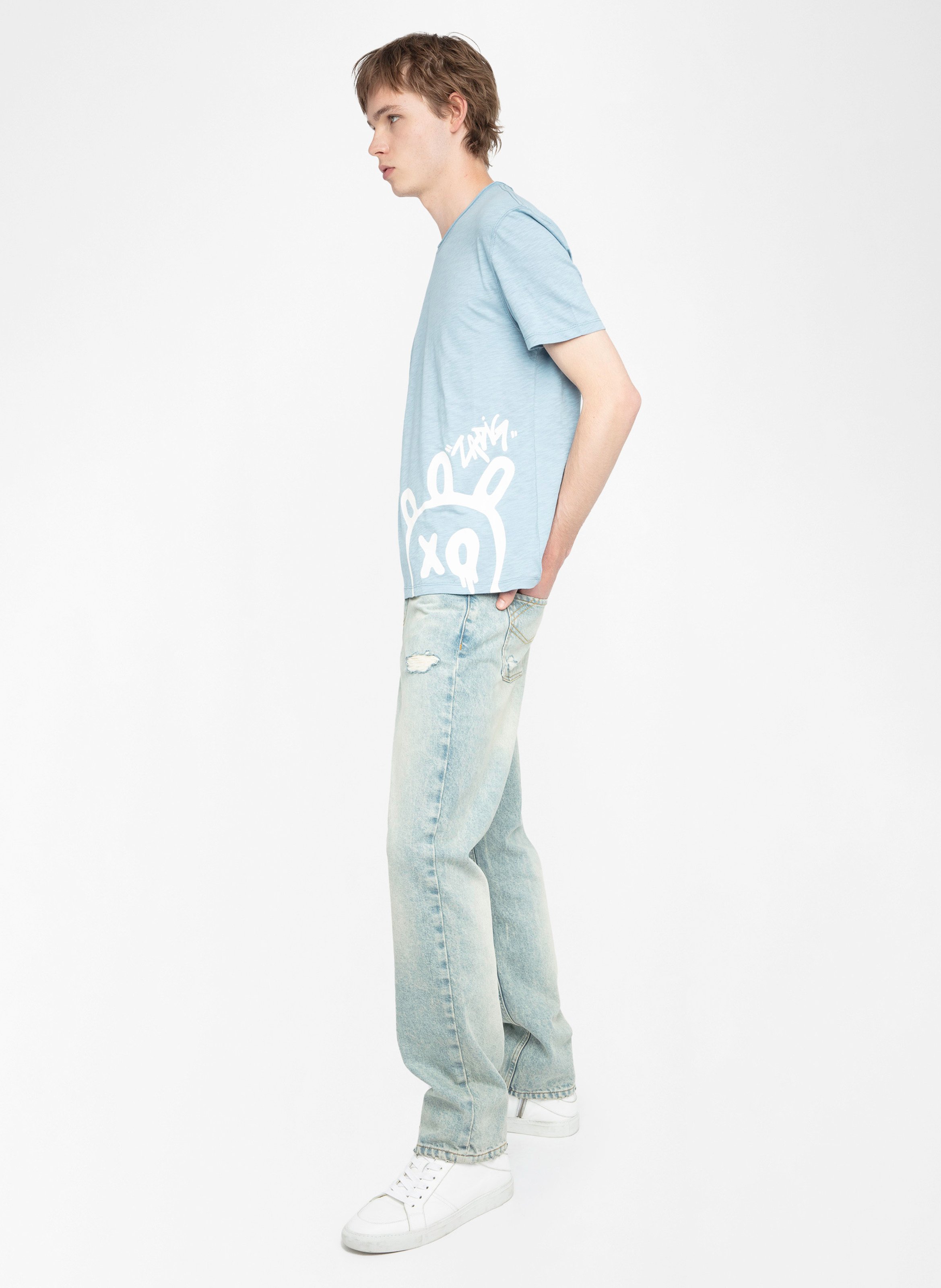 Tee-shirt col rond en coton stockly ZADIG&VOLTAIRE Bleu