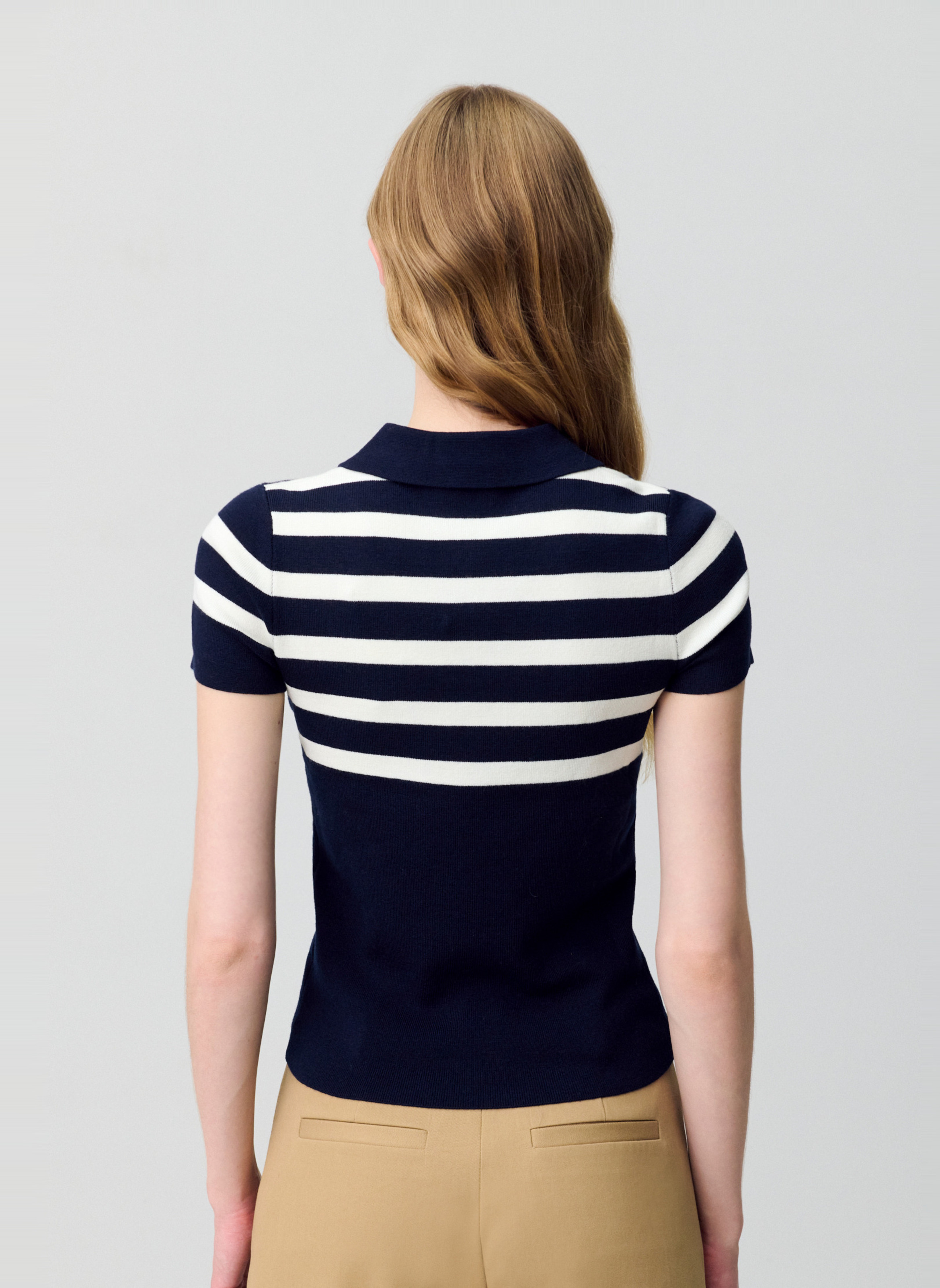 Tee-shirt col chemise rayé CLAUDIE PIERLOT Multicolore