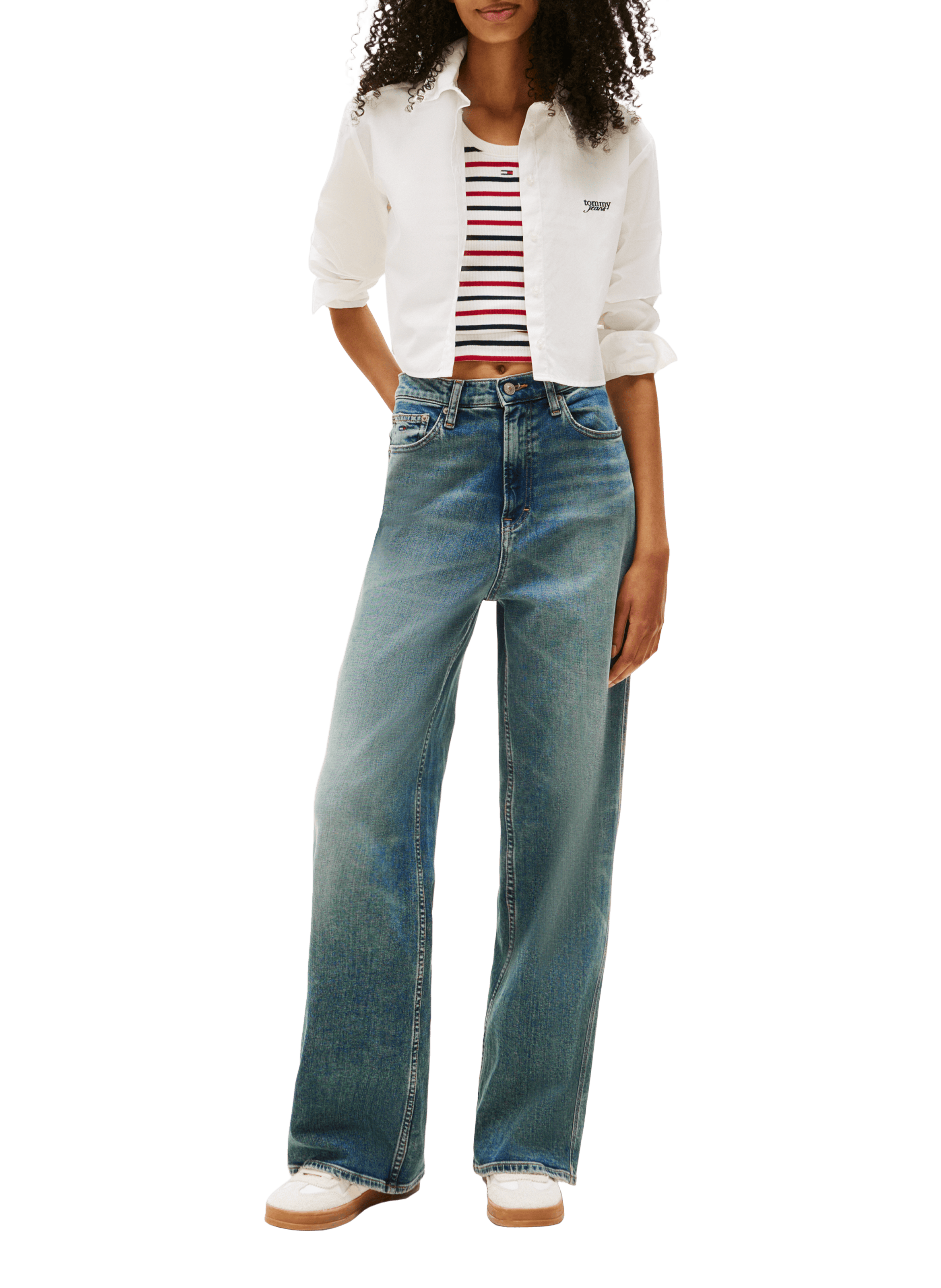 Cropped cotton shirt TOMMY HILFIGER White