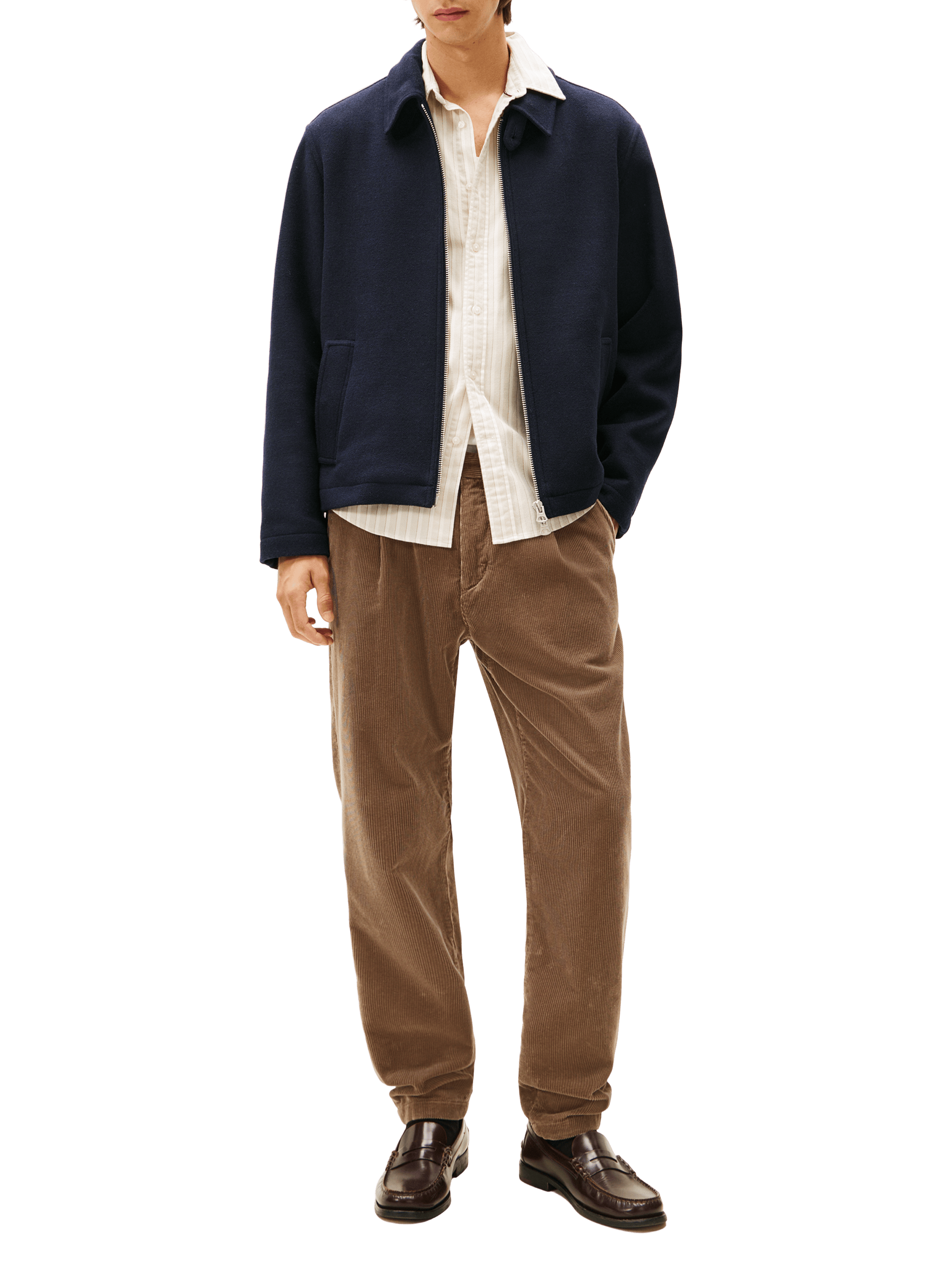 Jacket with classic collar in mixed wool TOMMY HILFIGER Blue