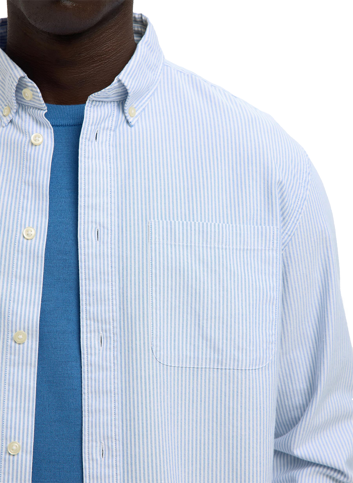 Striped cotton shirt SELECTED Blue