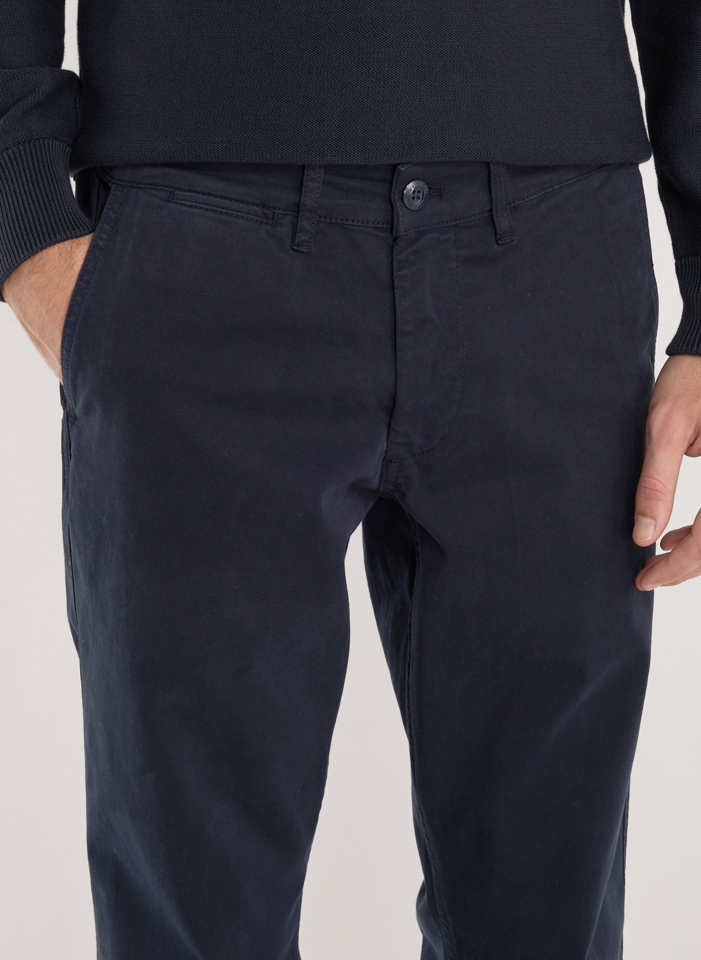 Straight Solid Color Cotton Blend Pants EDEN PARK Blue
