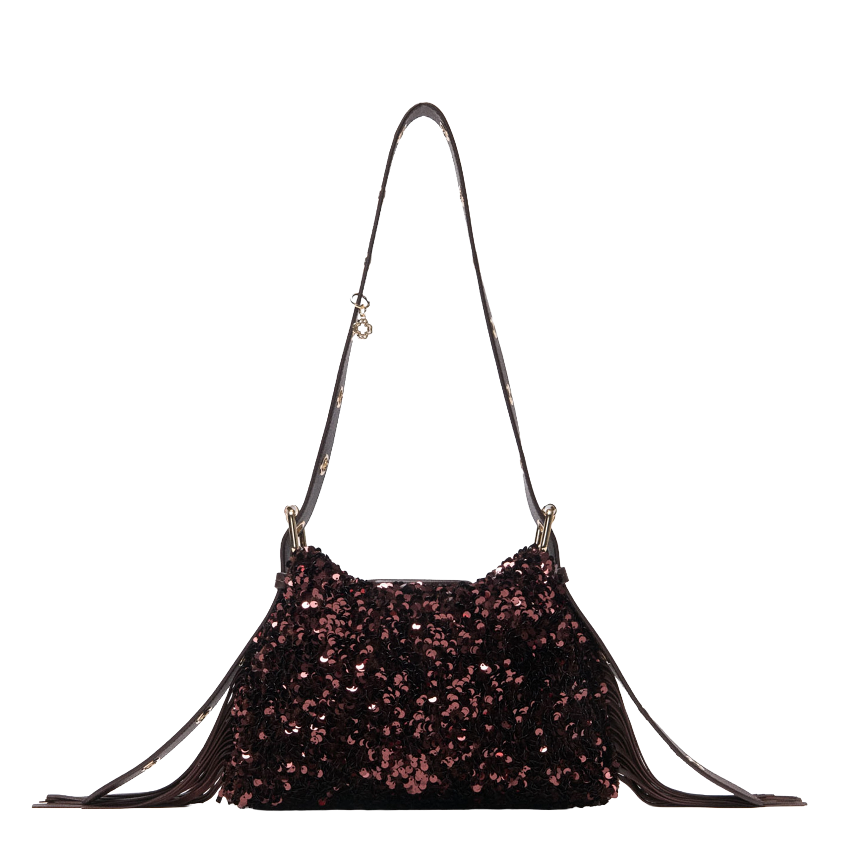 Sac bandoulière à sequins miss m mini MAJE Marron