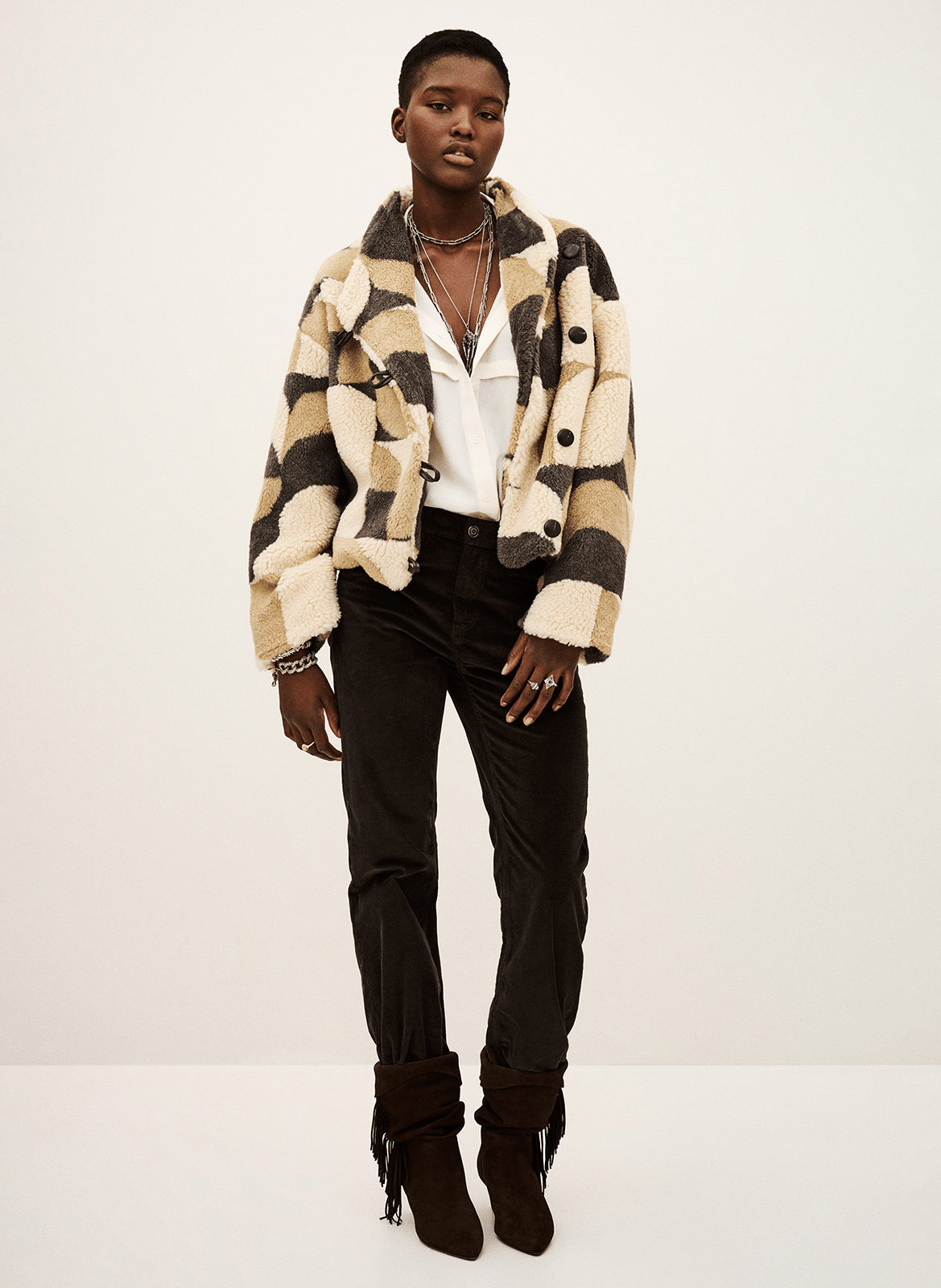 Manteau court oversize col montant futura Beige