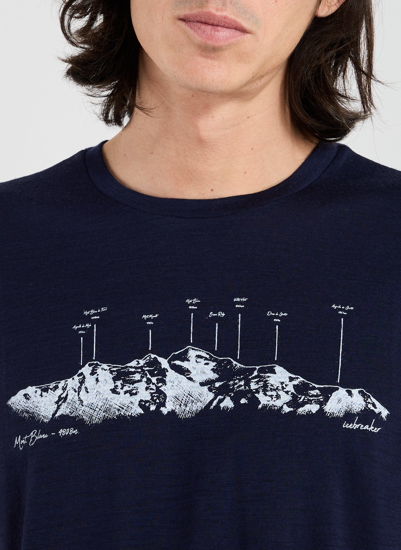 Printed wool T-shirt Blue