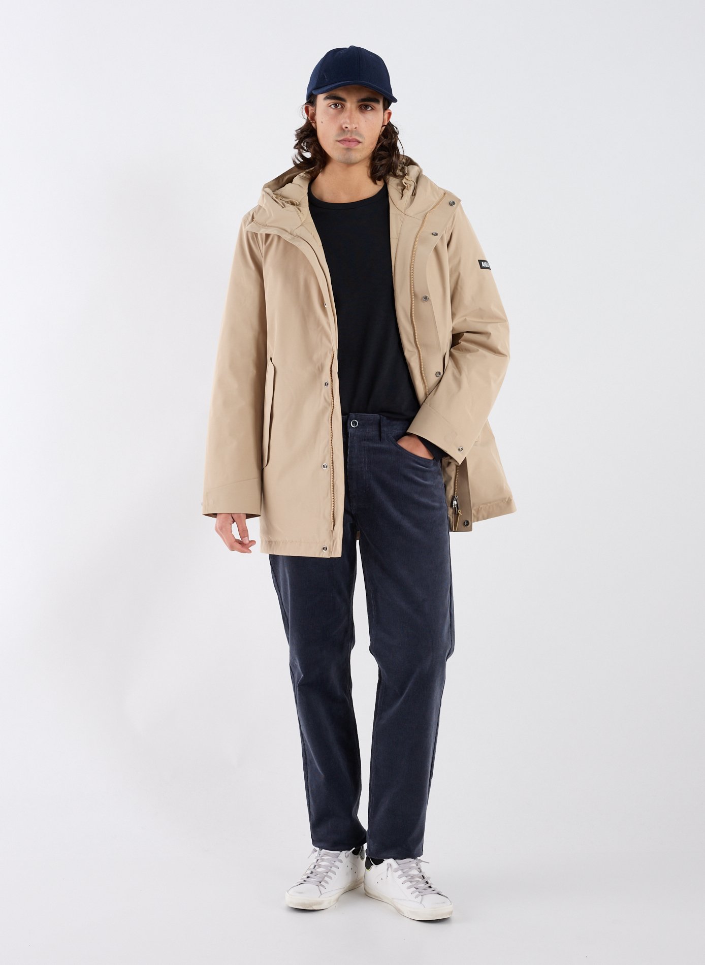 Mid-length straight parka with hood MTD AIGLE Brown