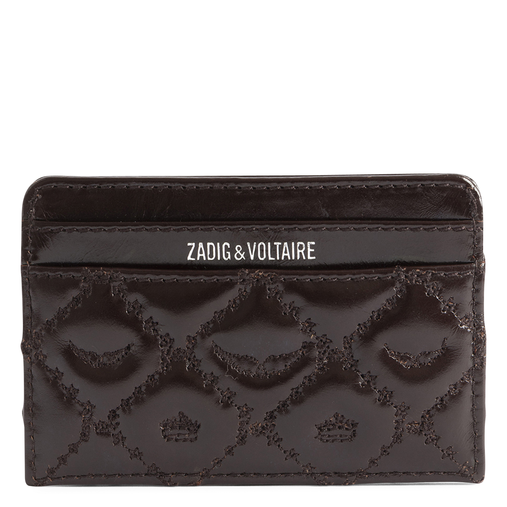 Porte-cartes en cuir verni zv pass ZADIG&VOLTAIRE Marron