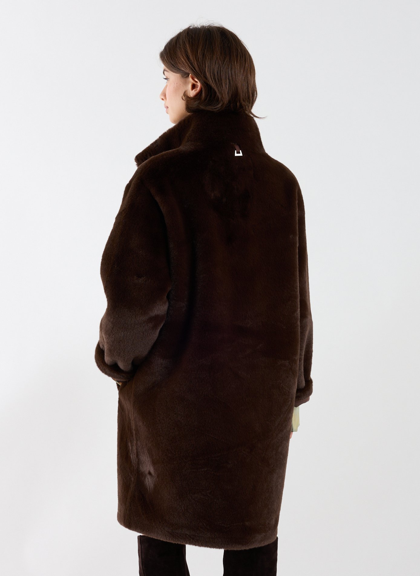 Leopard coat with high neck APPARIS Brown